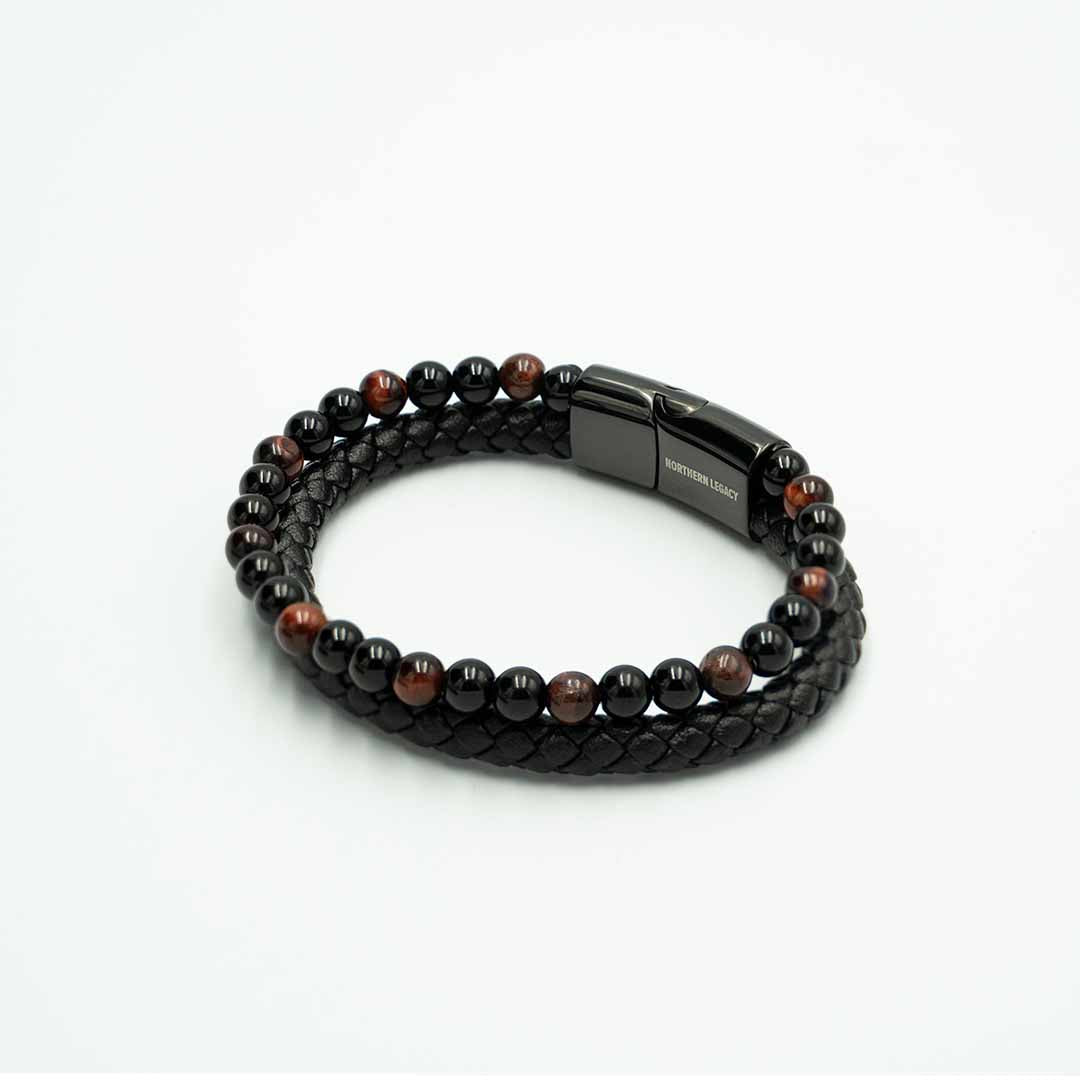 Ash Leather and Beads Bracelet