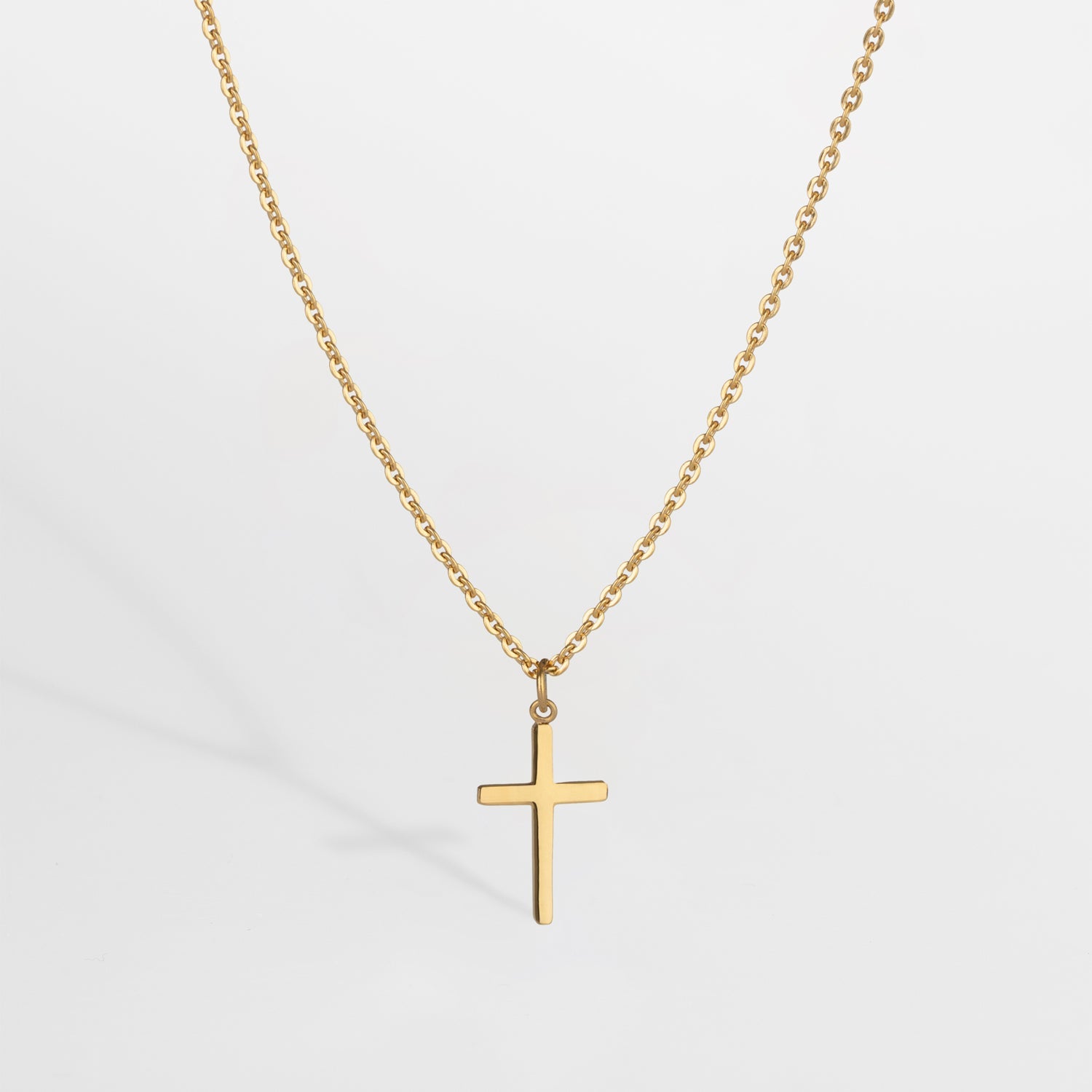 Small Cross Necklace - Gold Tone