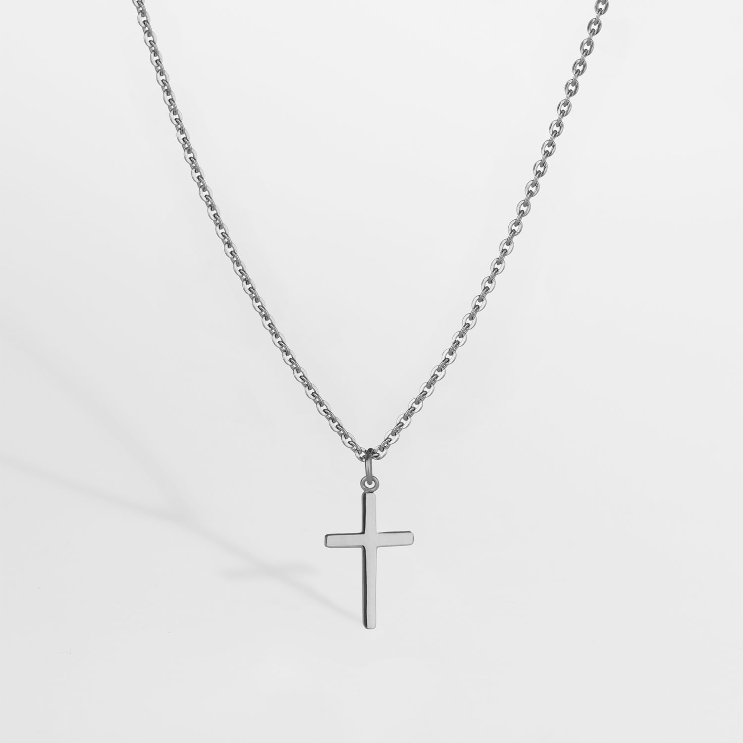 Small Cross Necklace - Silver Tone