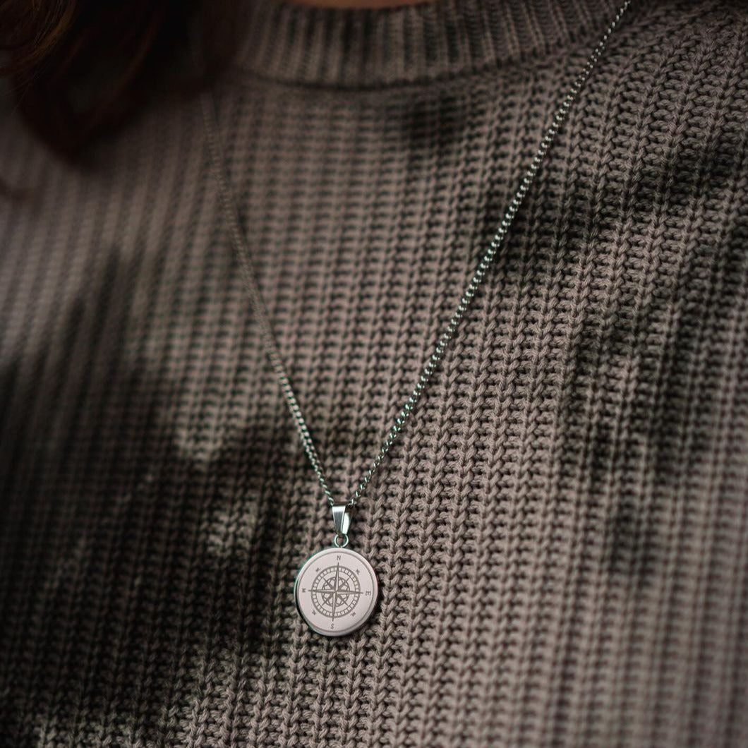 NL Compass pendant - Silver-toned