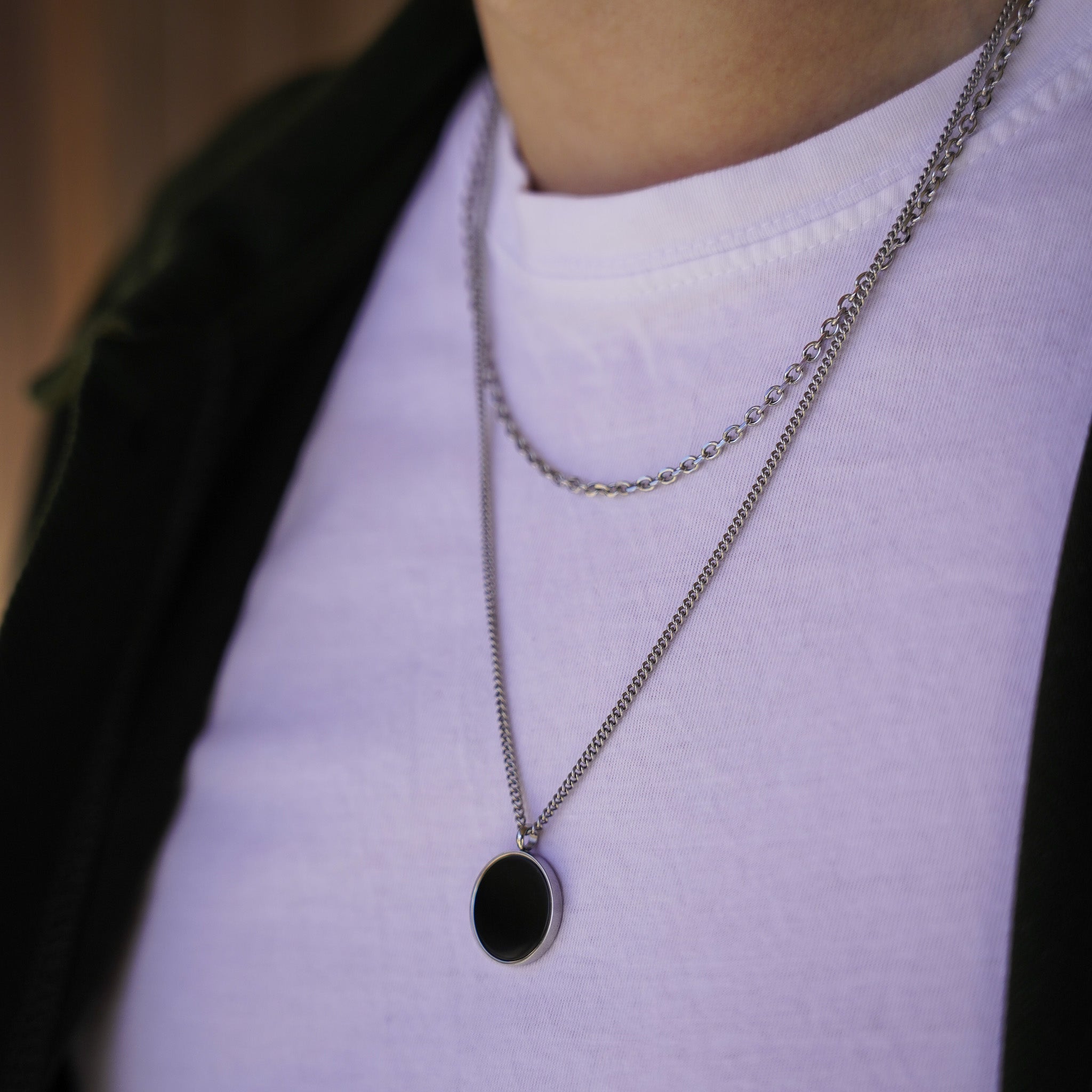 NL Black Onyx pendant - Silver-toned