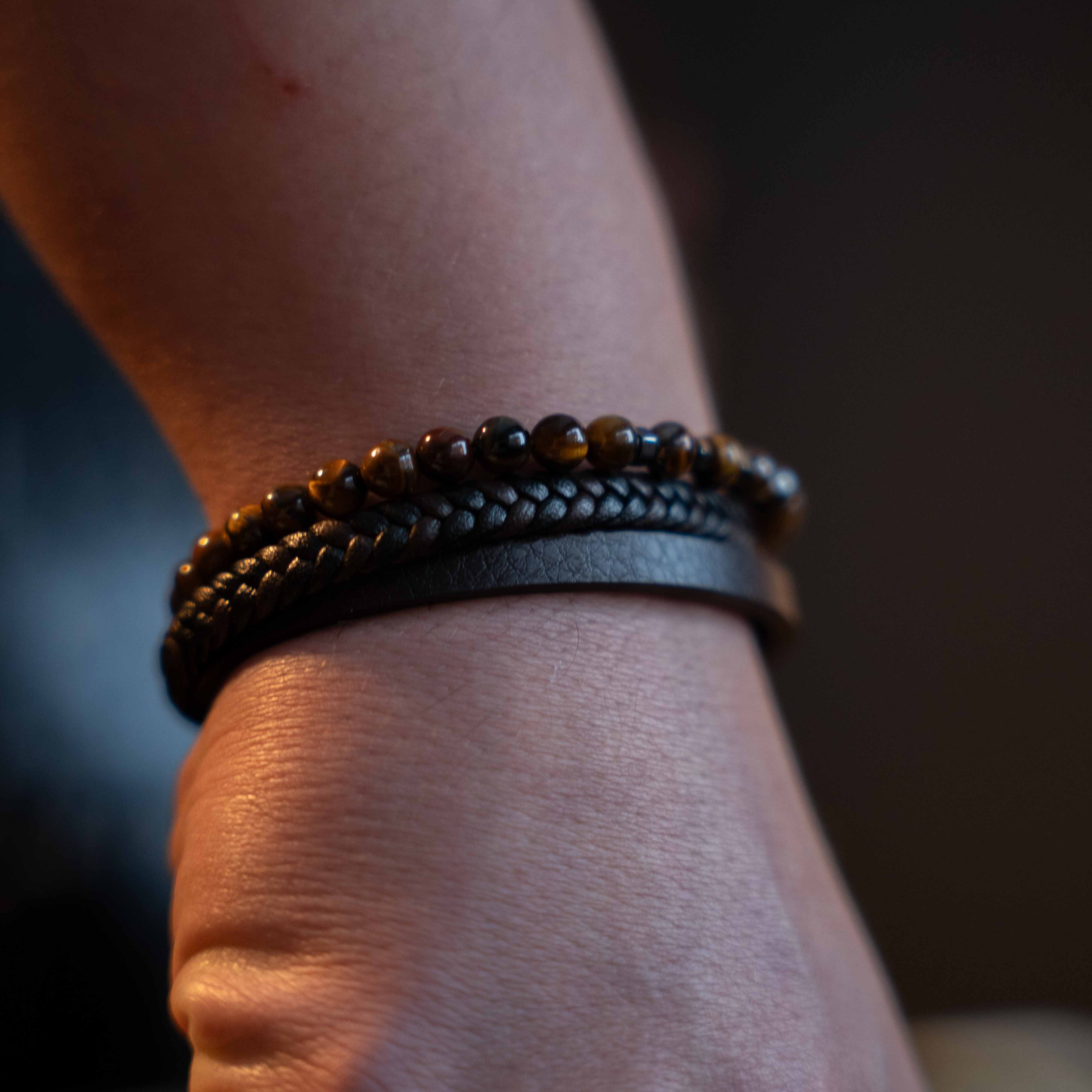 EMBER LEATHER AND BEAD BRACELET