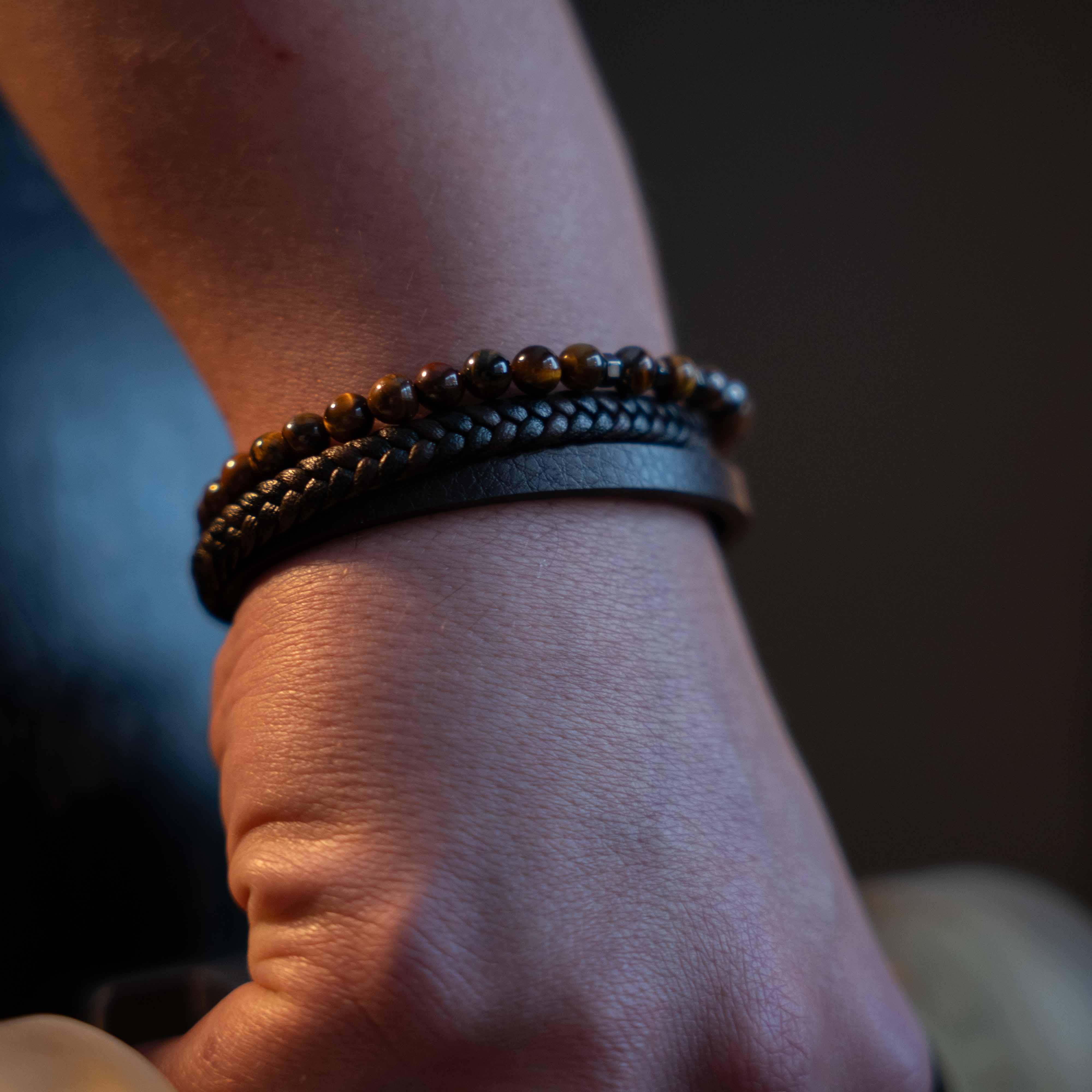 EMBER LEATHER AND BEAD BRACELET