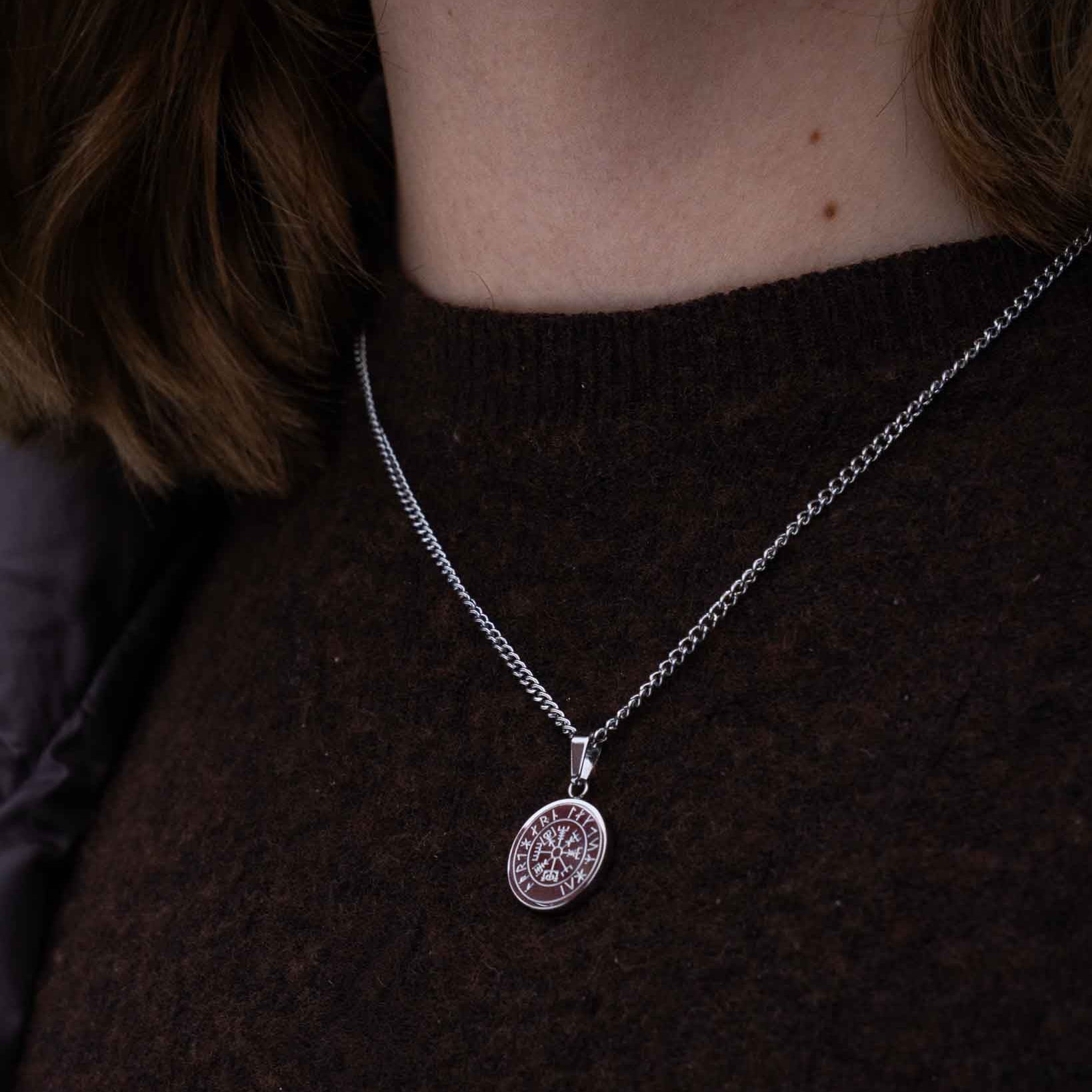NL Minimal Vegvisir pendant - Silver-toned