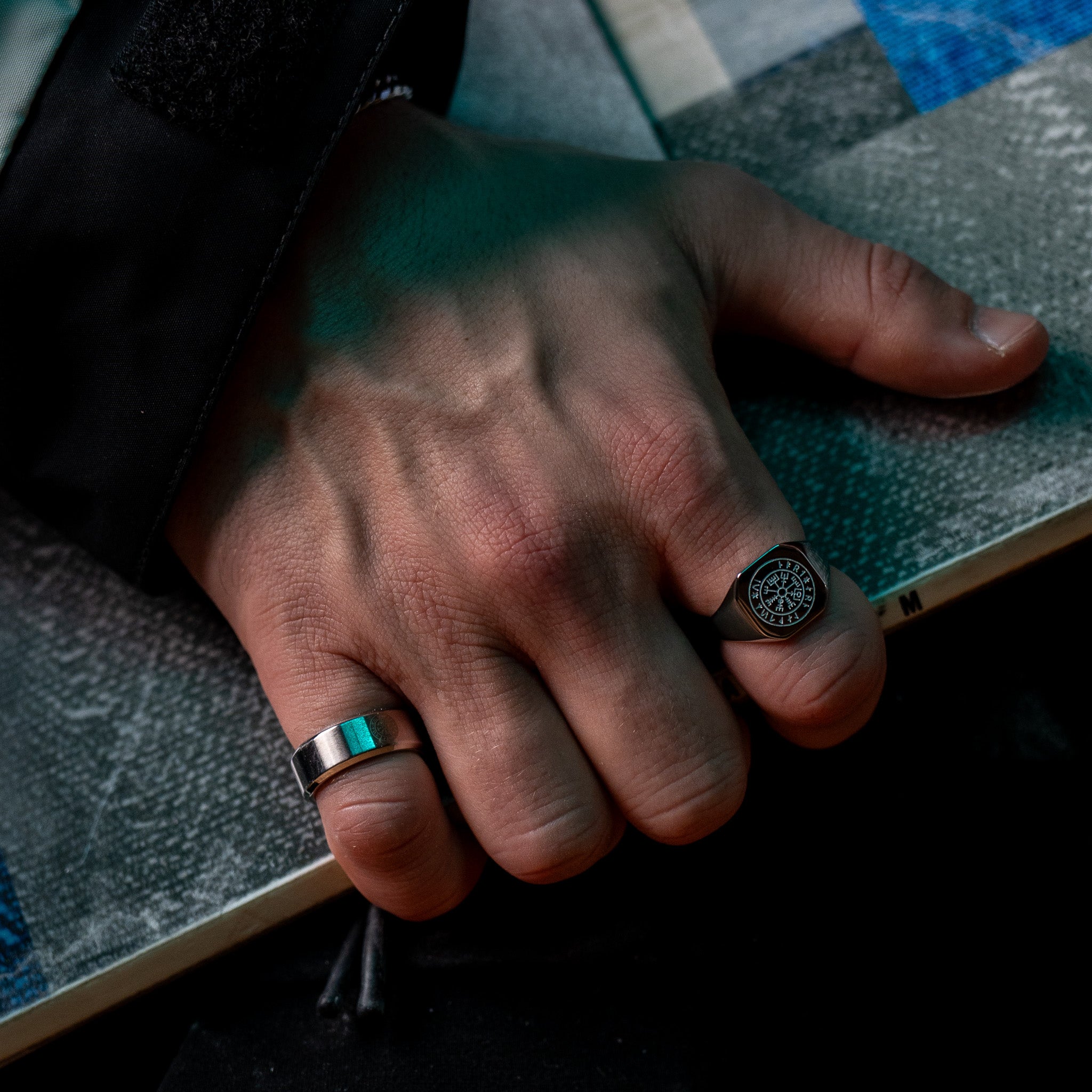 Siempre Vegvisir band - Silver-toned ring