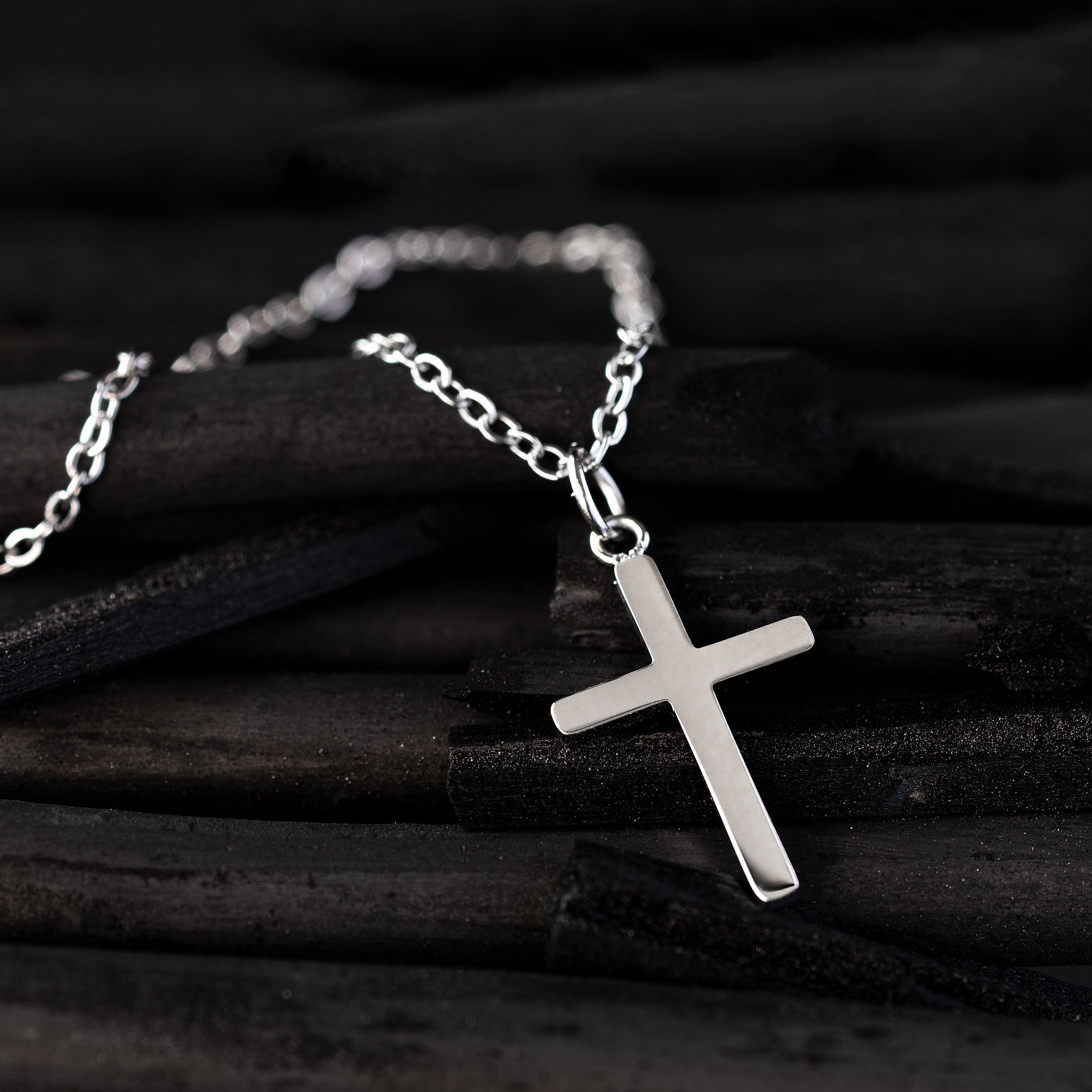 Small Cross Necklace - Silver-toned