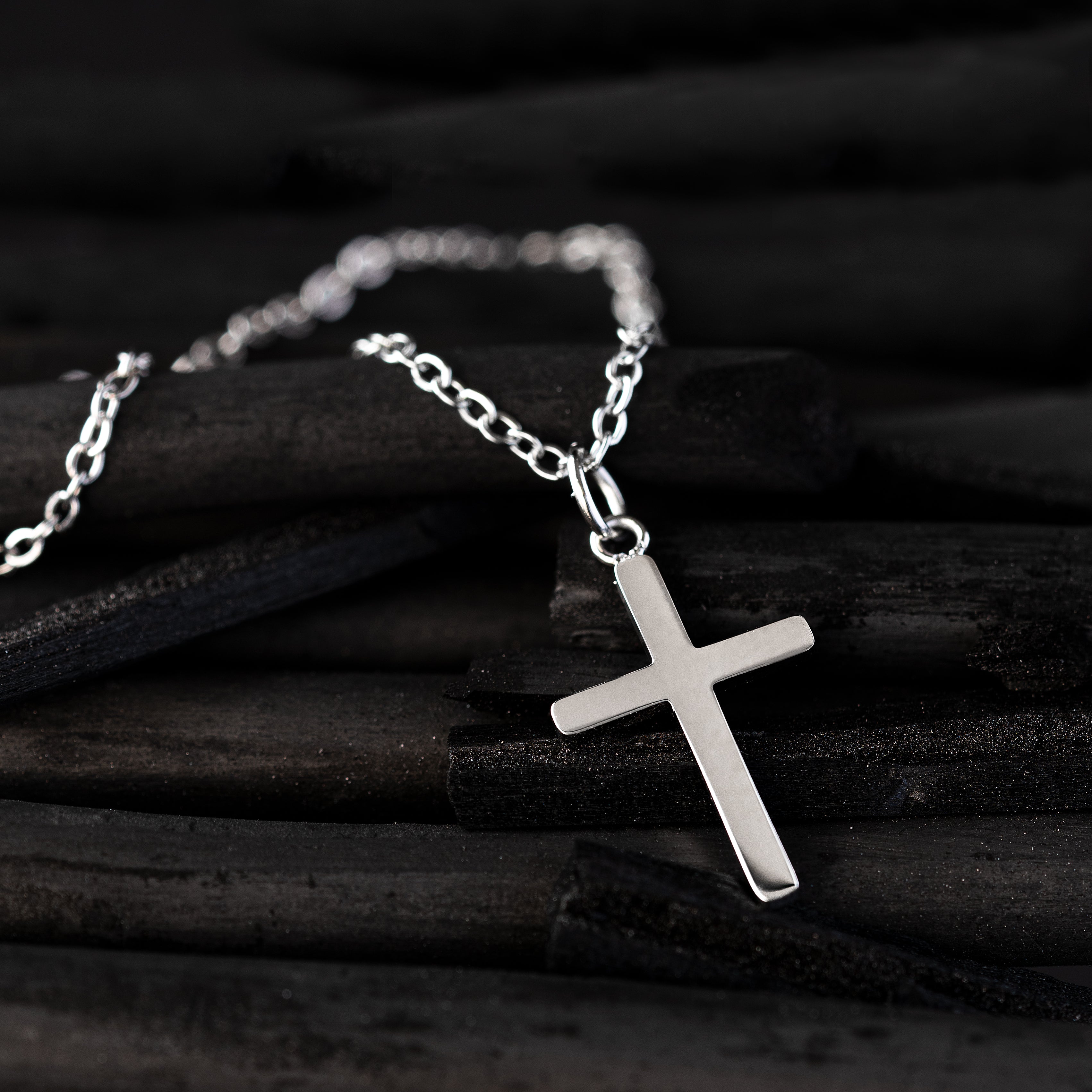 Small Cross Necklace - Silver Tone