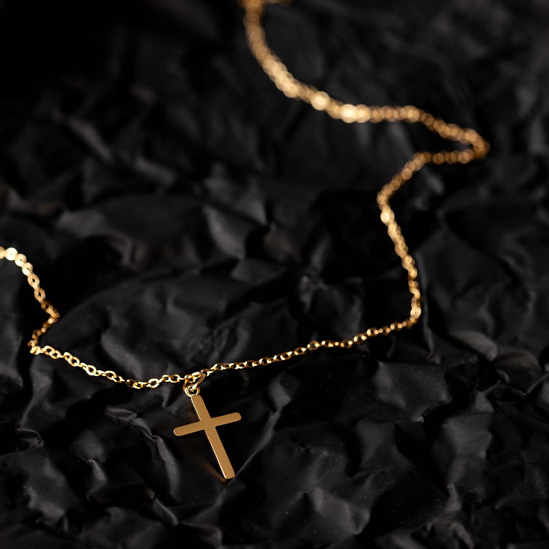 Small Cross Necklace - Gold-toned
