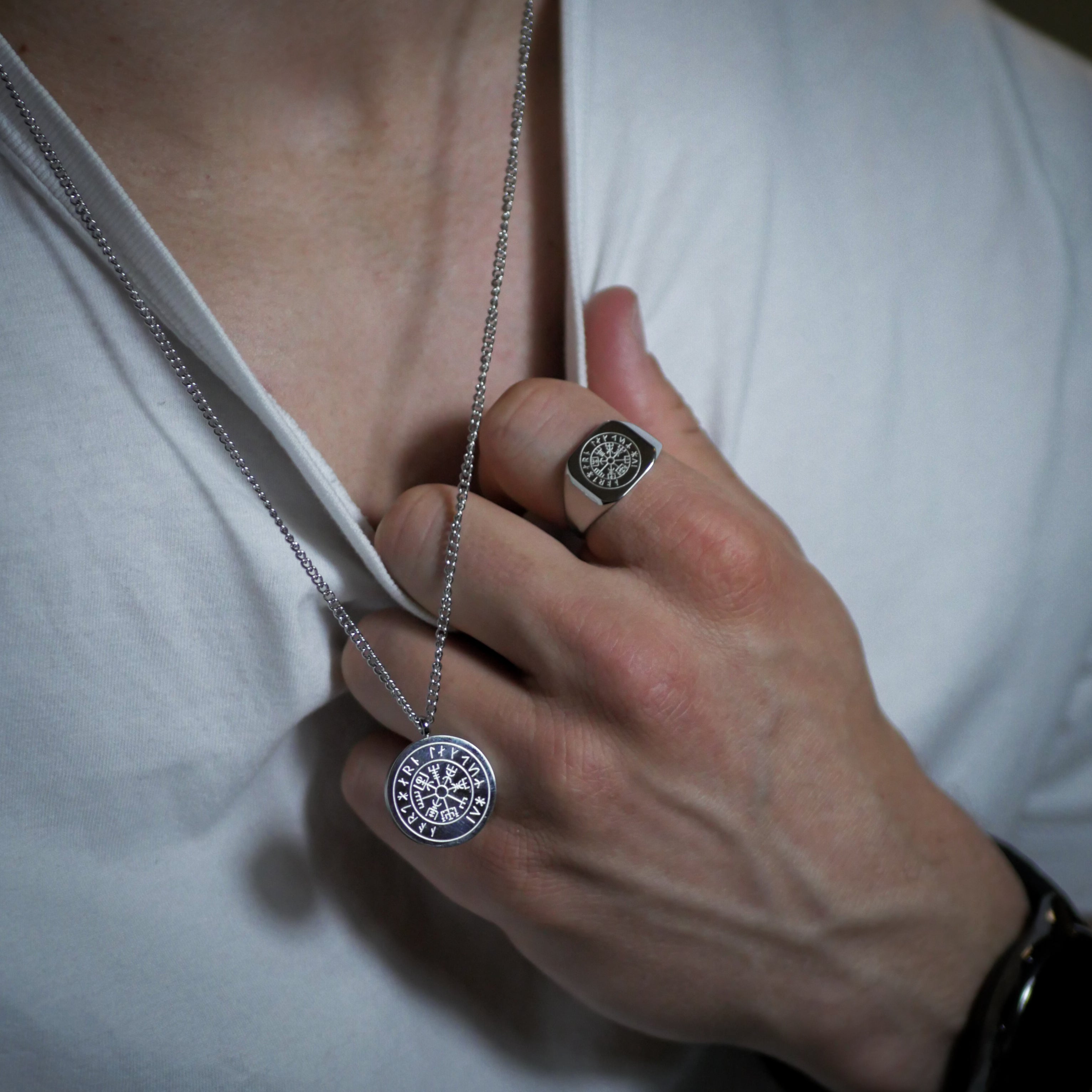 Vegvisir Signature - Silver-toned ring