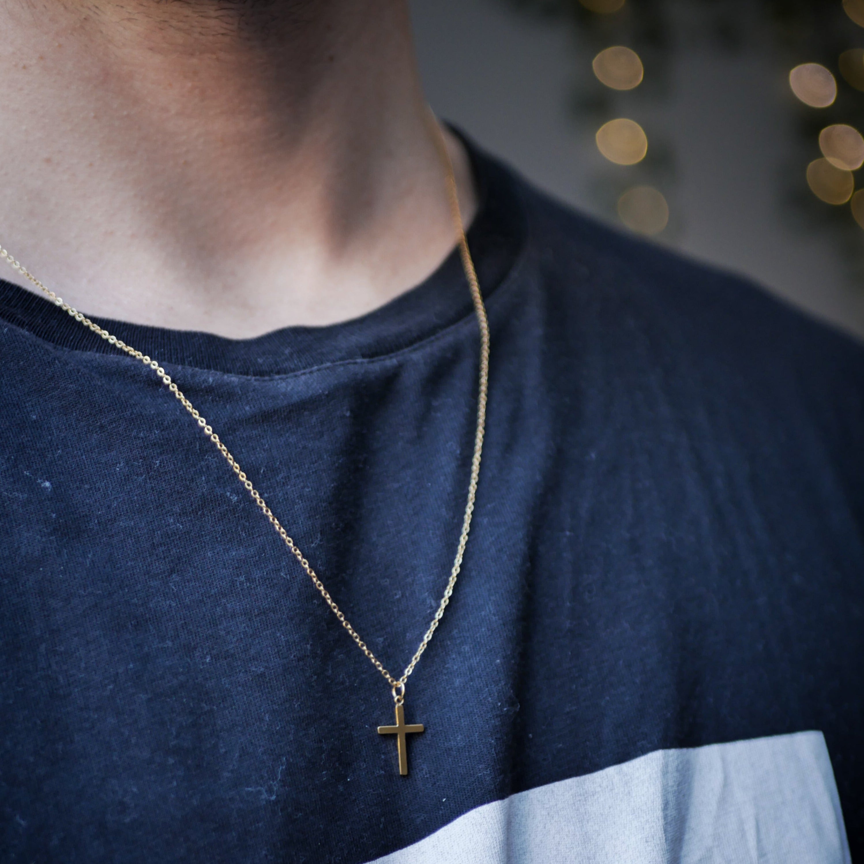 Small Cross Necklace - Gold Tone