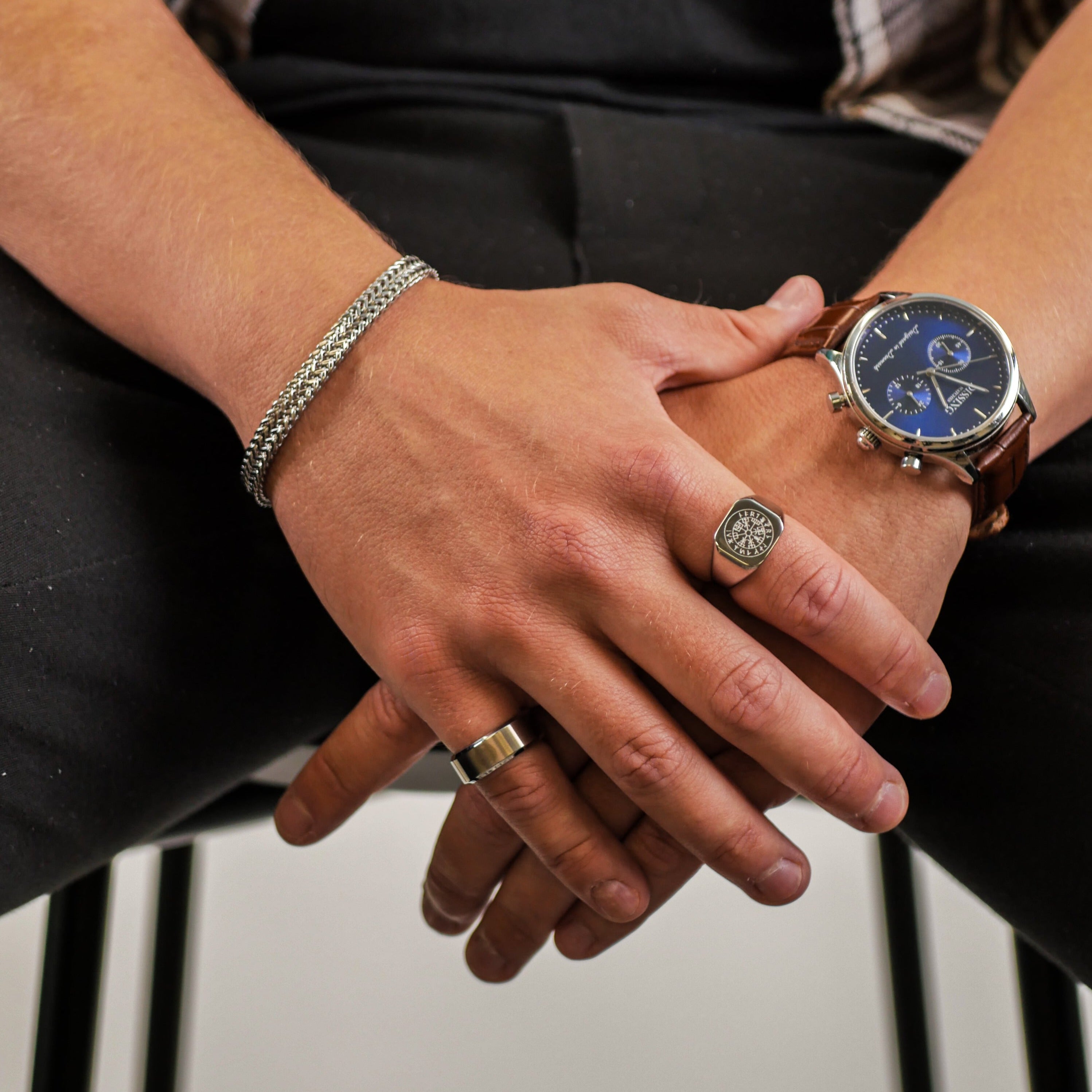 Siempre Vegvisir band - Silver-toned ring