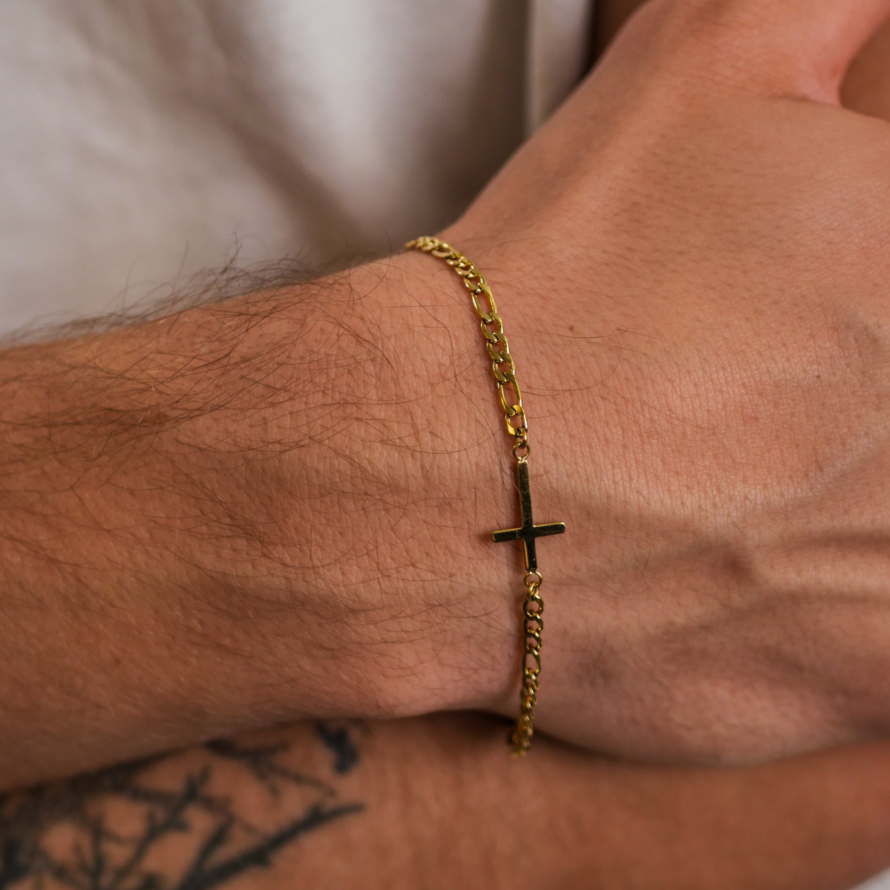 Antique Cross Bracelet - Gold Tone