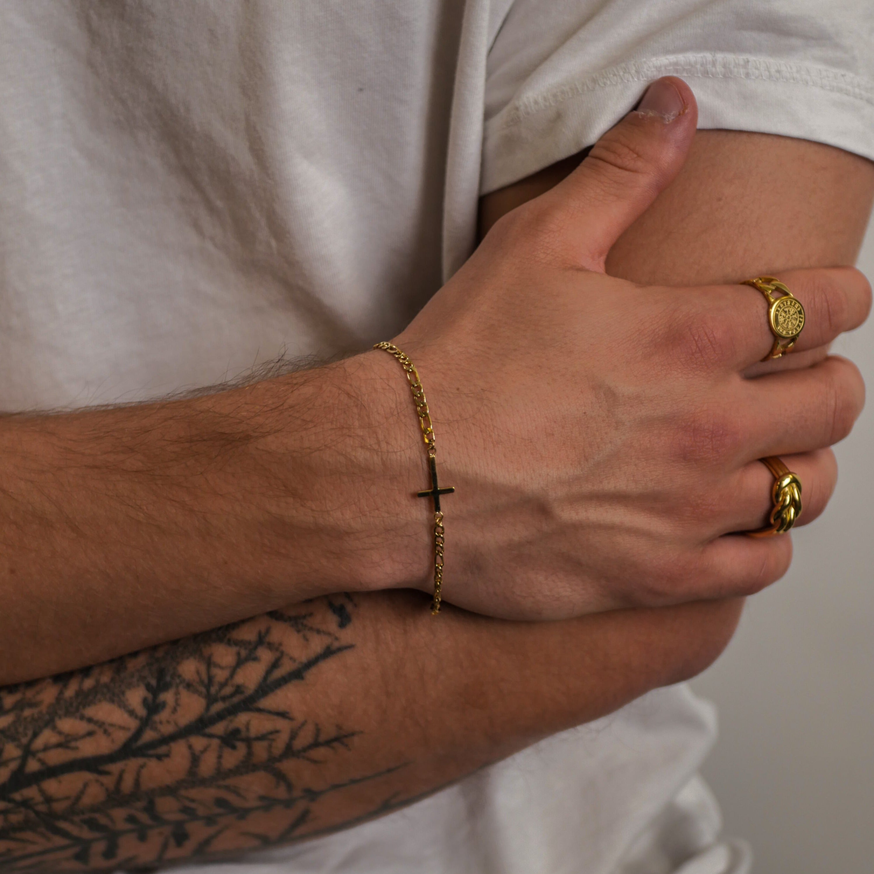 Antique Cross Bracelet - Gold Tone