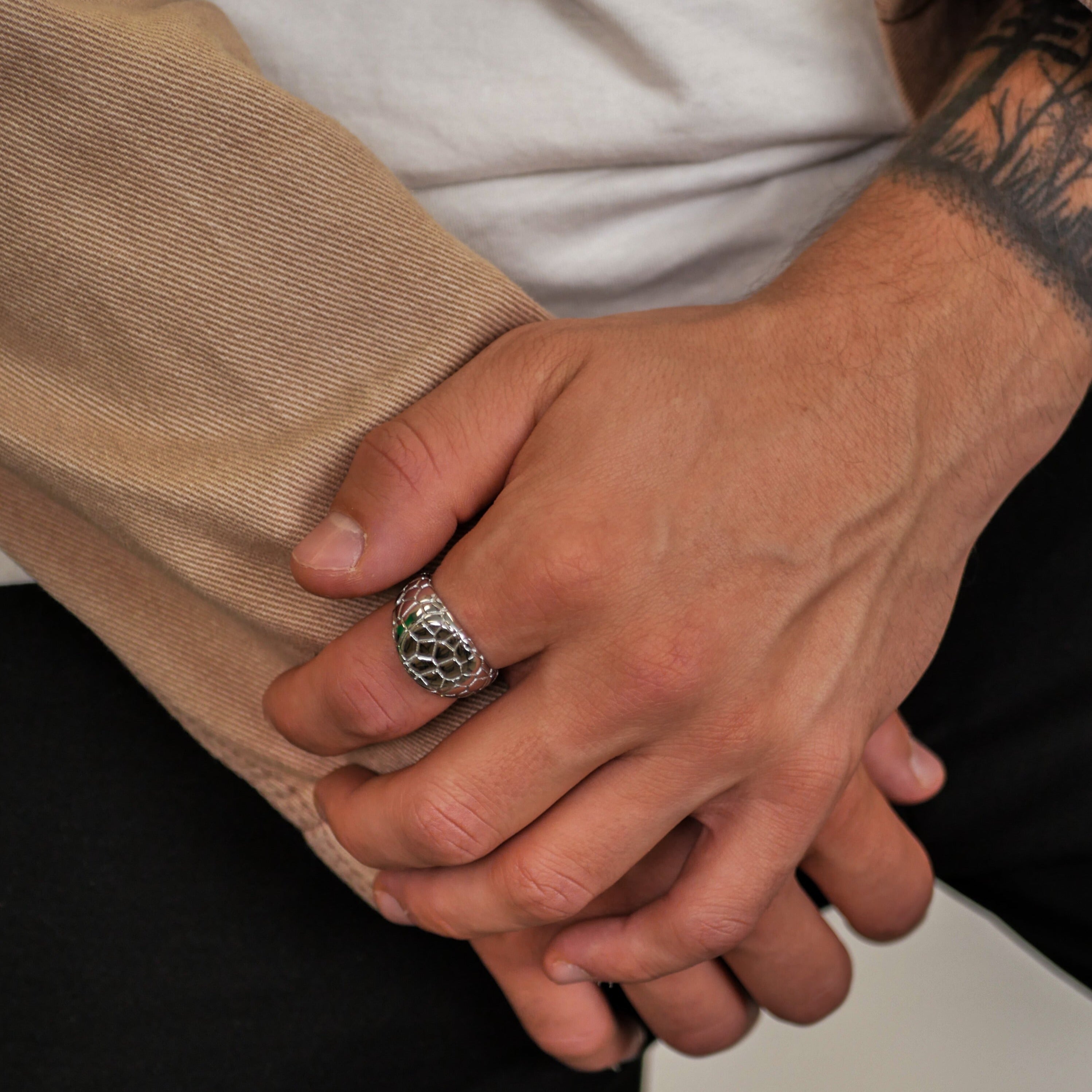 Earthquake Signature - Silver-toned ring