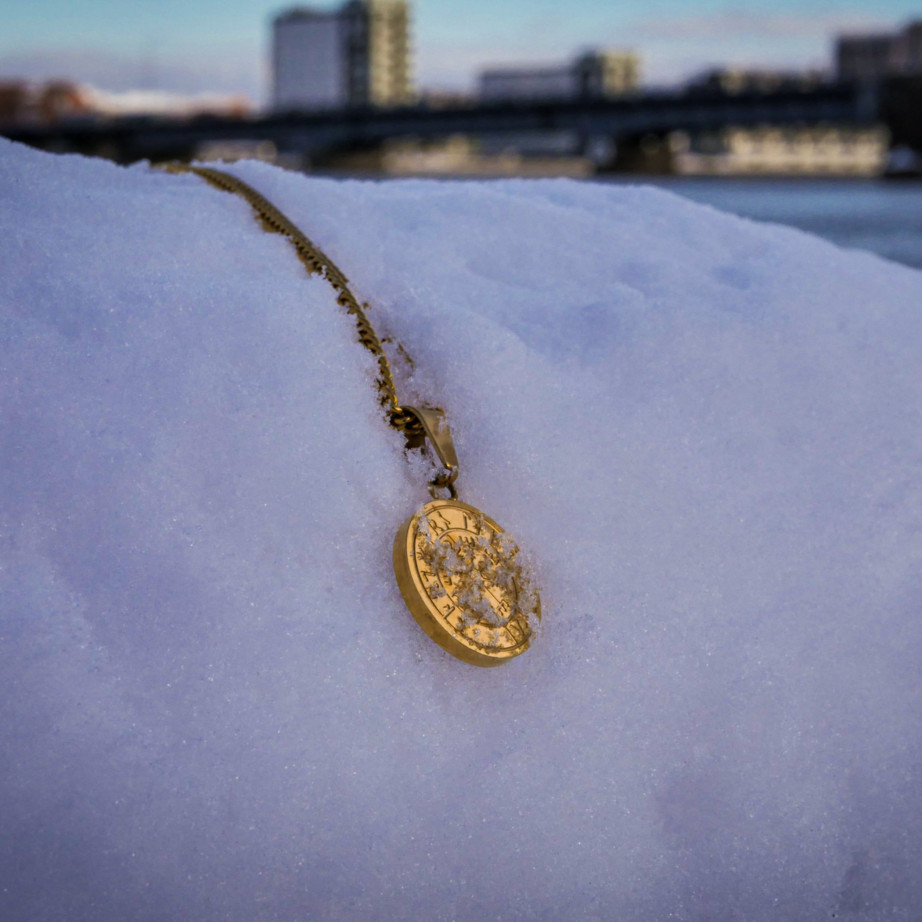 NL Minimal Vegvisir pendant - Gold-toned