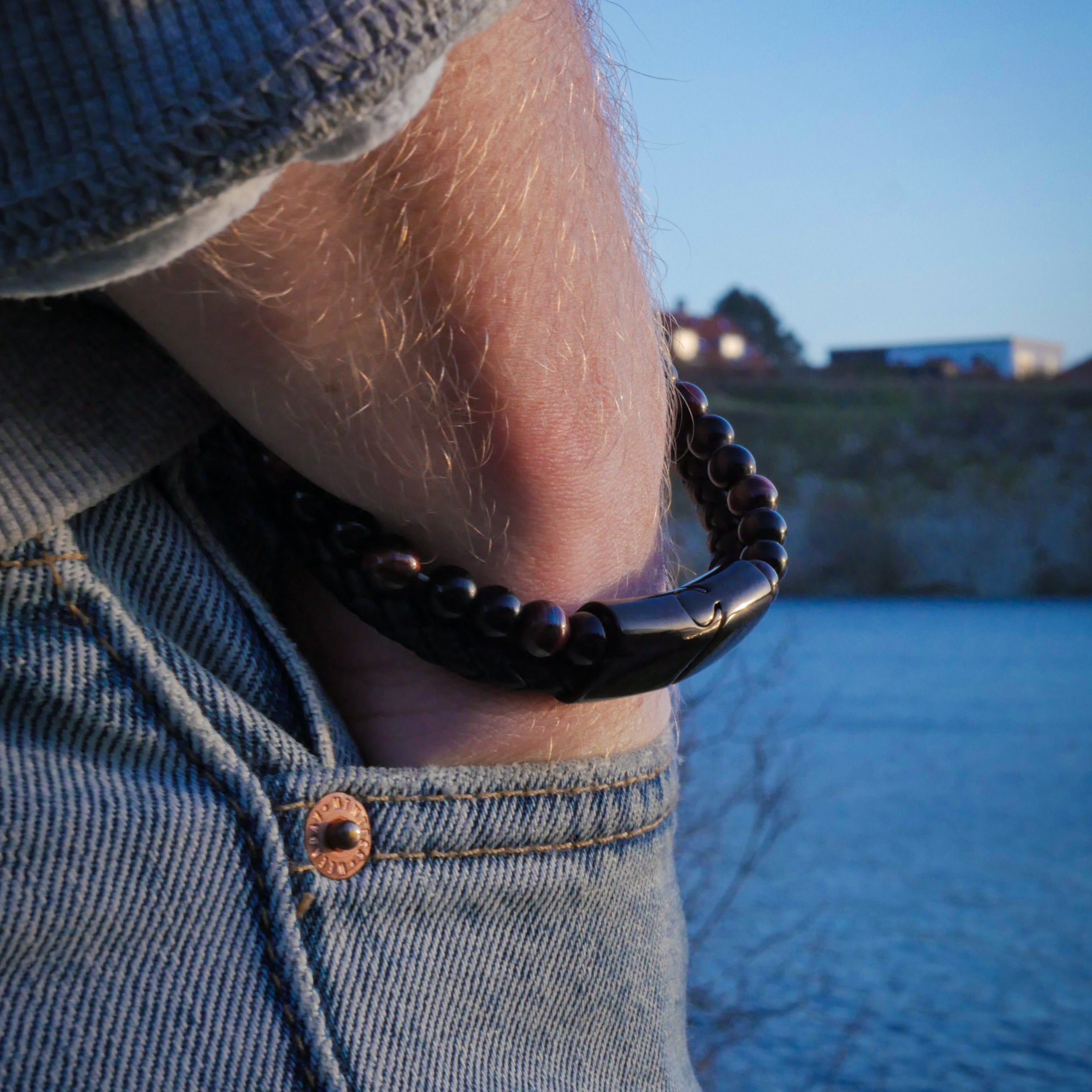 Fenrir Leather and Pearl Bracelet