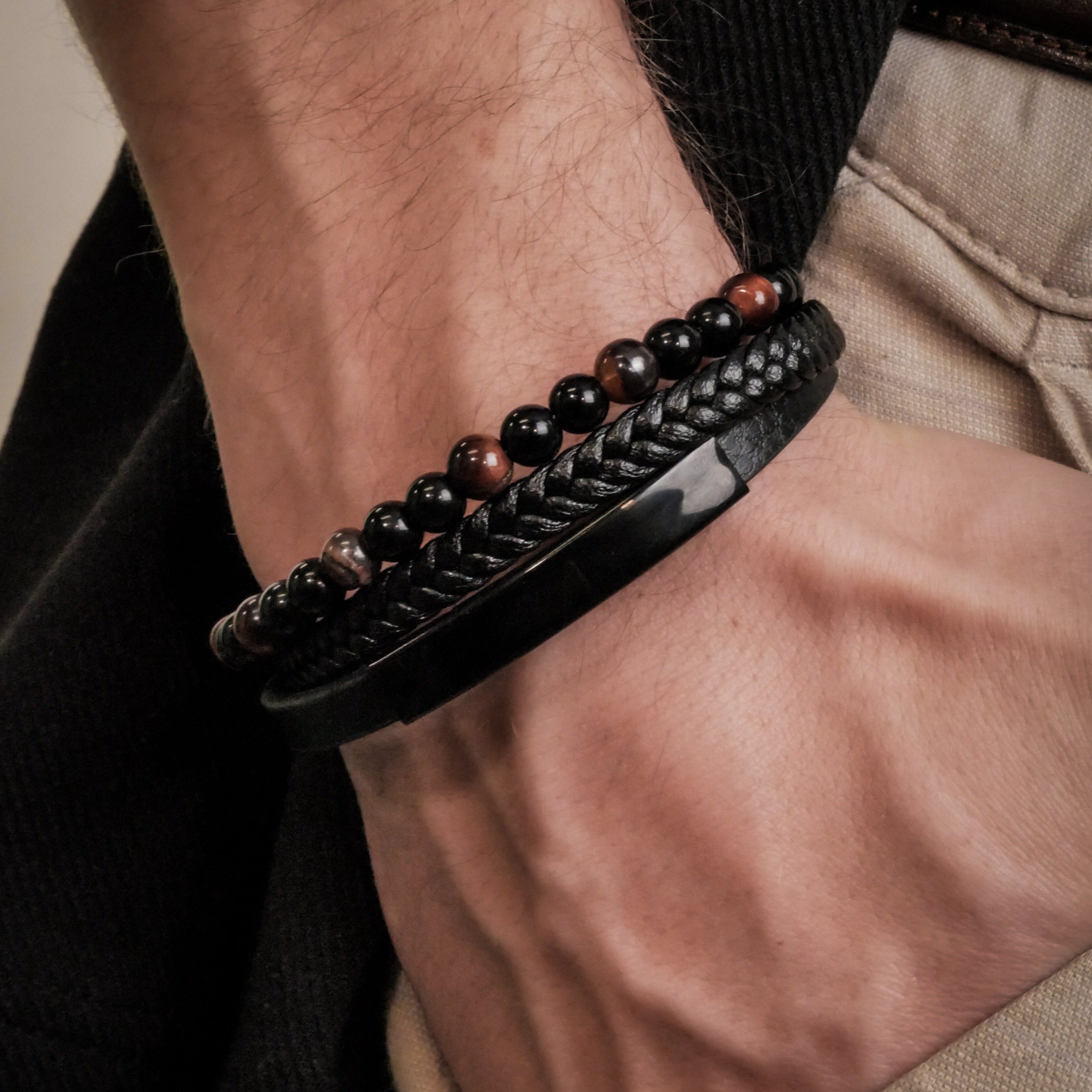 Jorgmundr Leather and Pearl Bracelet