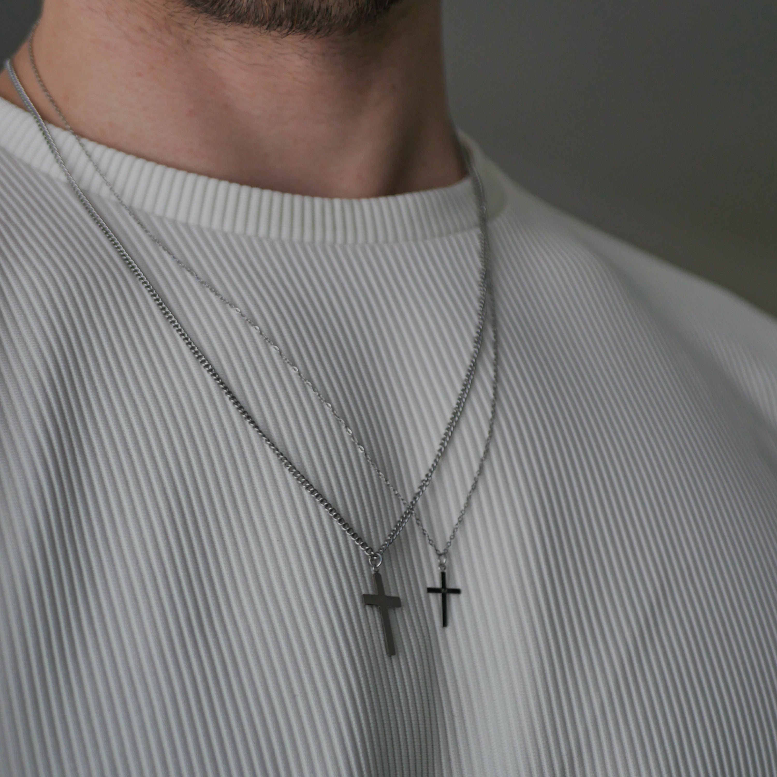 Small Cross Necklace - Silver Tone