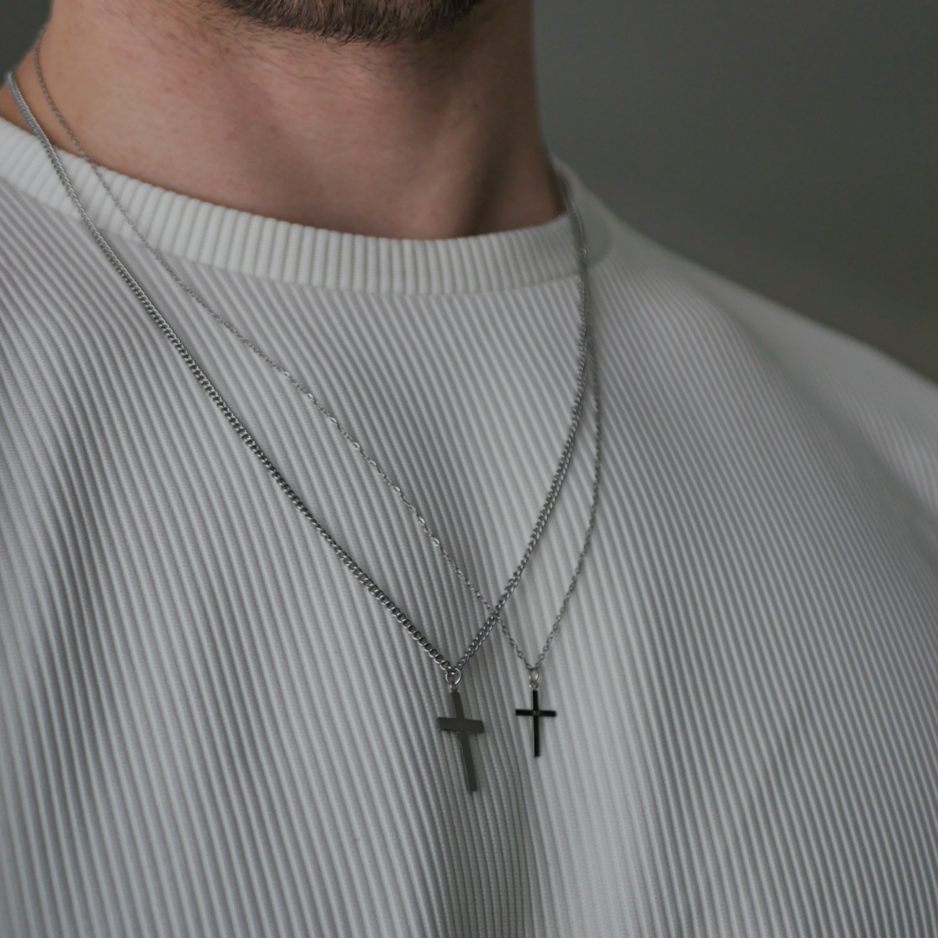 Small Cross Necklace - Silver-toned