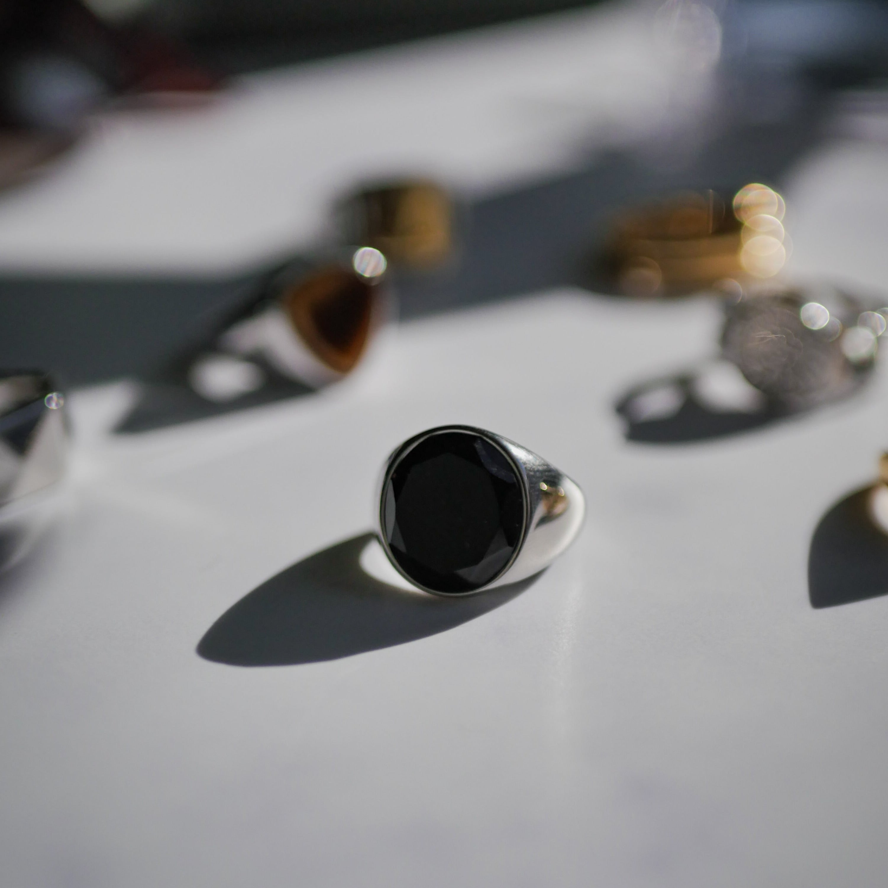 Oval Black Onyx Signature - Silver-toned ring