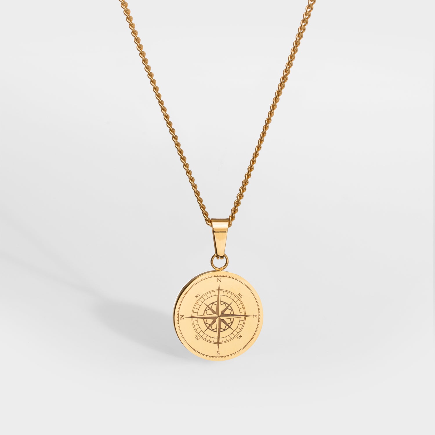 Sliver Compass Logo Lock Necklace