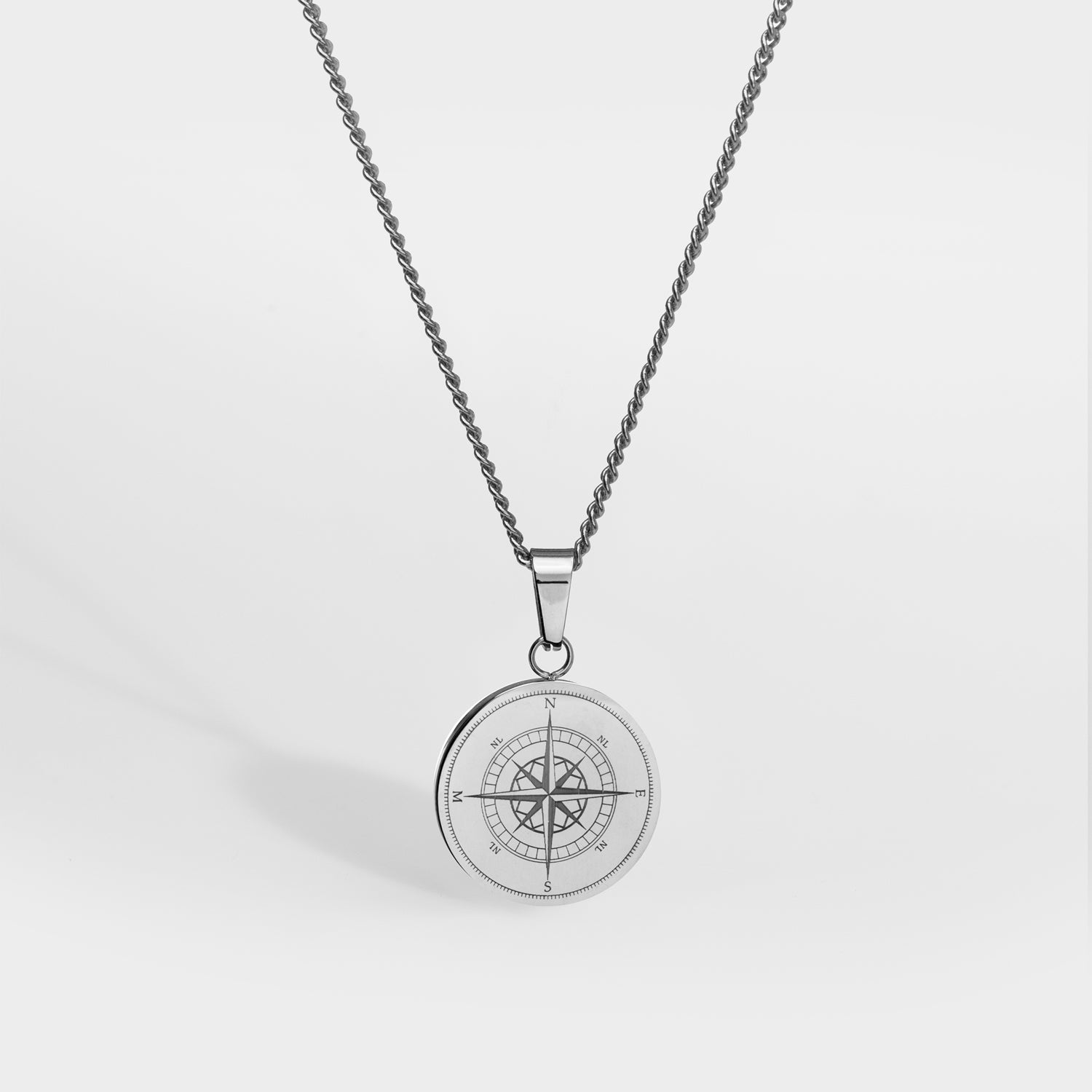 Mens silver sales compass necklace