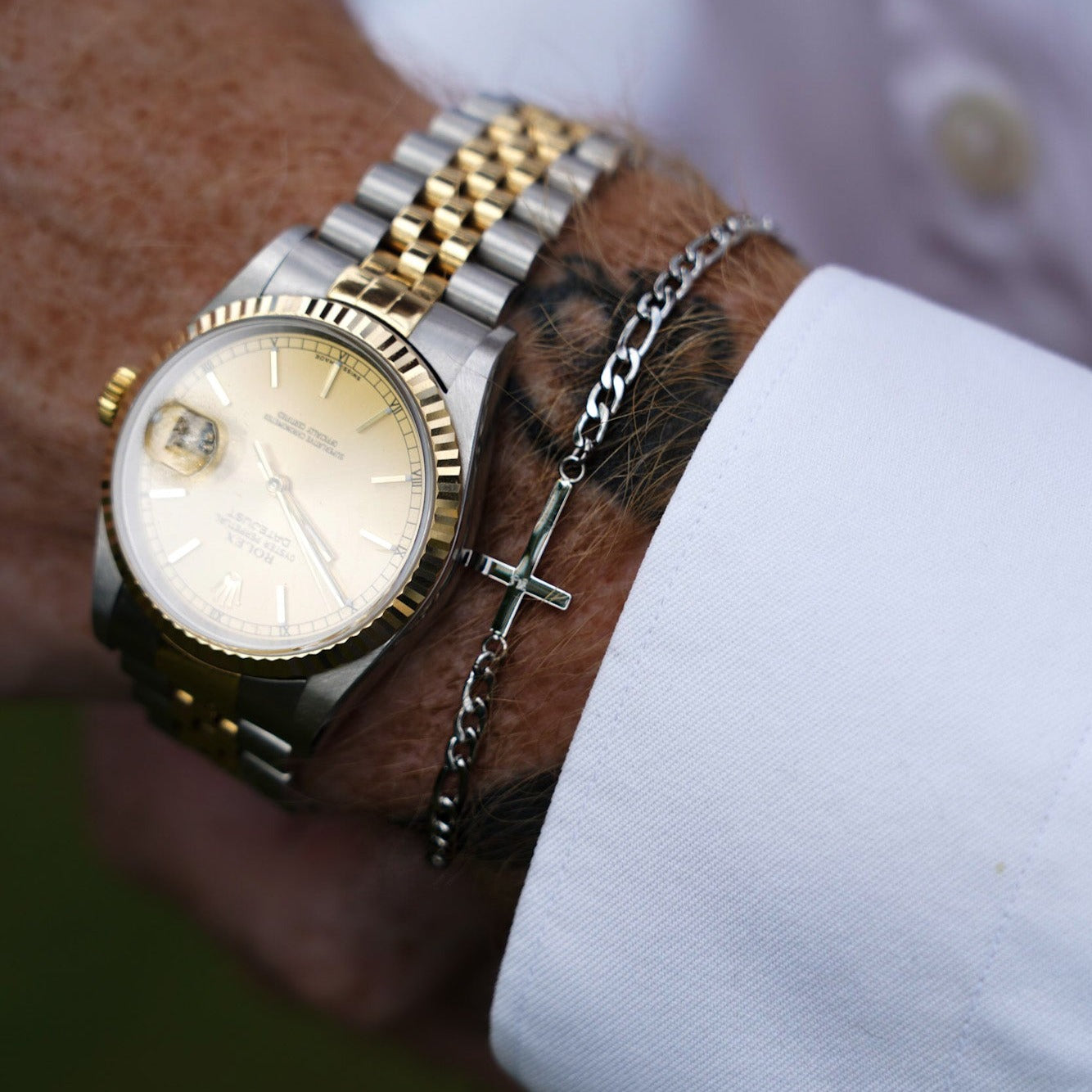 ANTIQUE CROSS BRACELET (SILVER)
