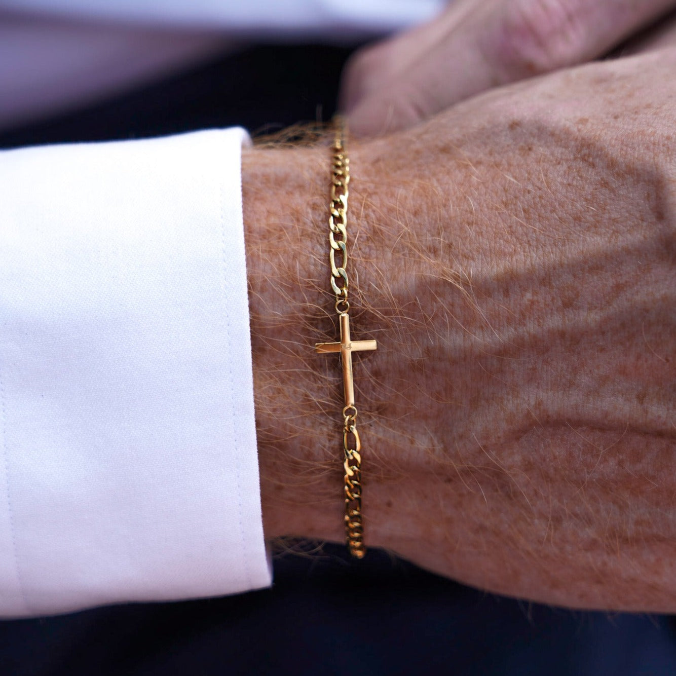 Antique Cross Bracelet - Gold Tone