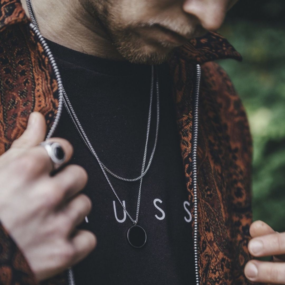 NL Black Onyx pendant - Silver-toned