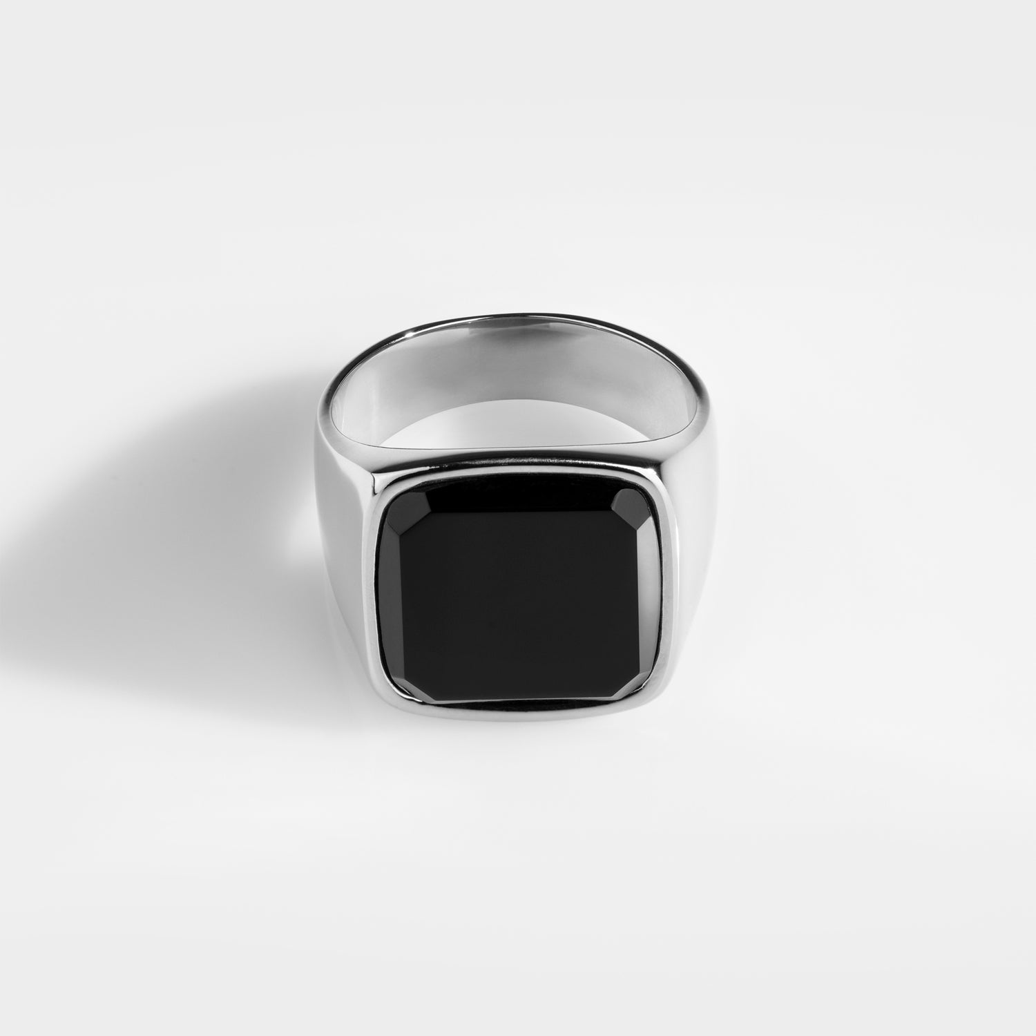 Black Onyx Oversize Signature - Silver-toned ring