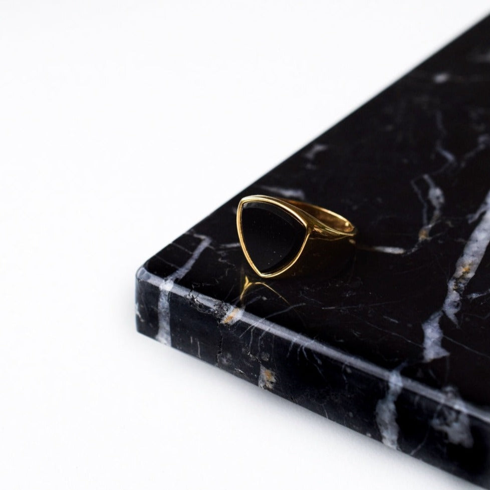 Black Onyx Polygon Signature - Gold-toned ring