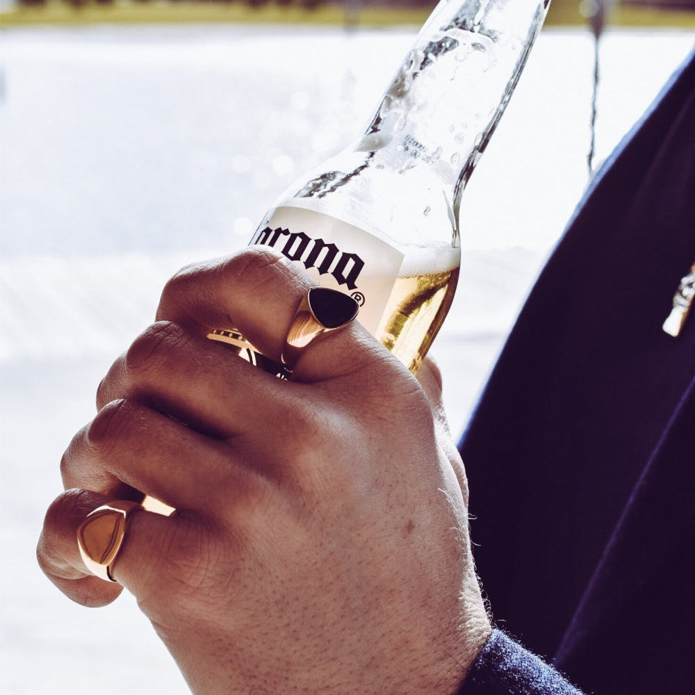 Tigereye Polygon Signature - Gold tone ring