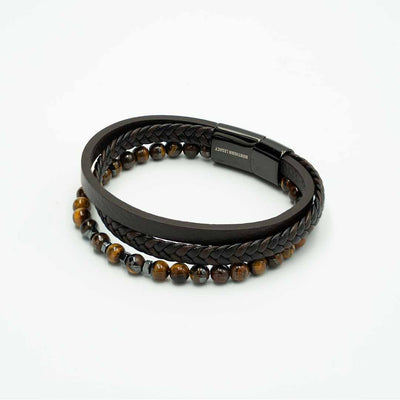 EMBER LEATHER AND BEAD BRACELET