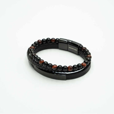 SLATE LEATHER & BEAD BRACELET
