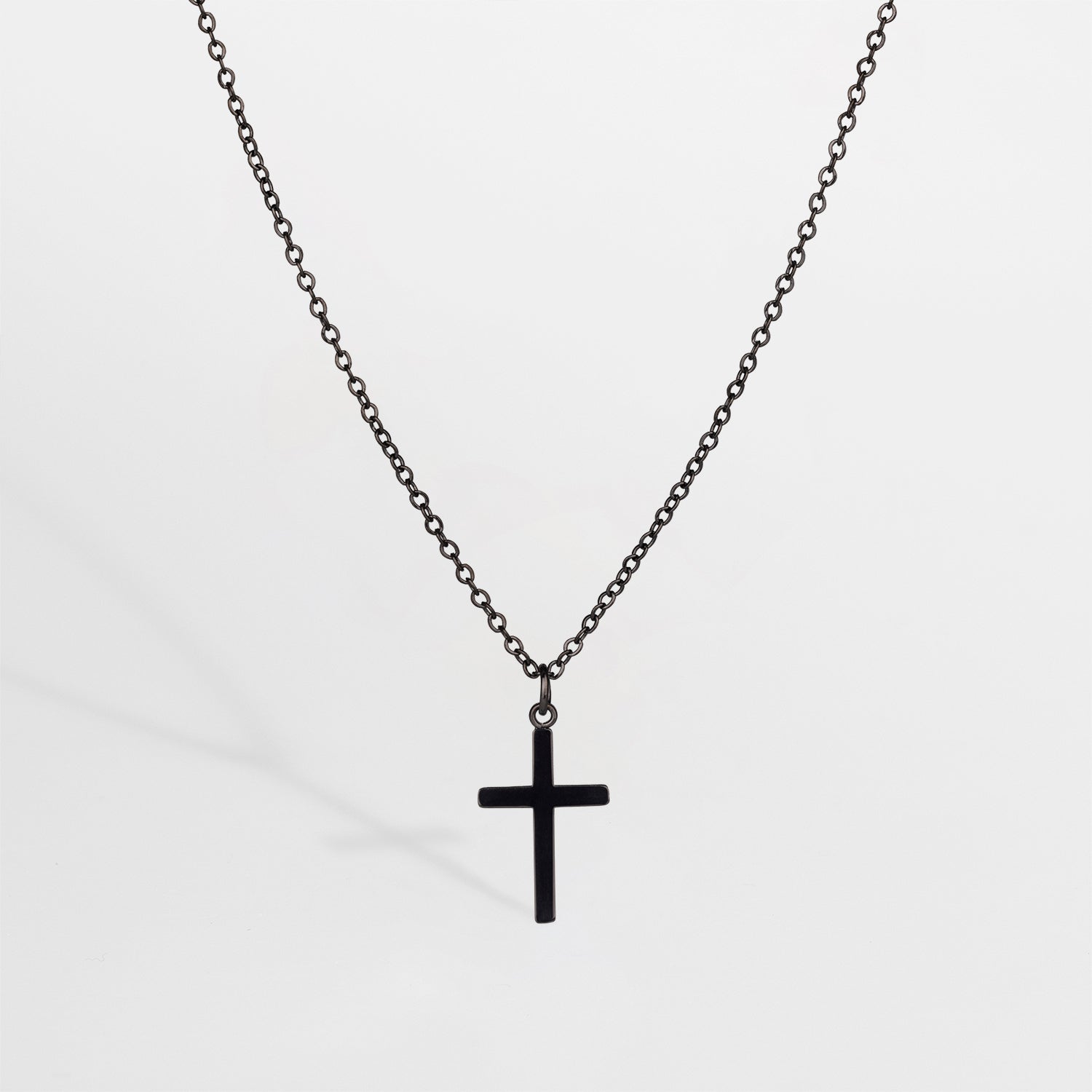 Small Cross Necklace - Black