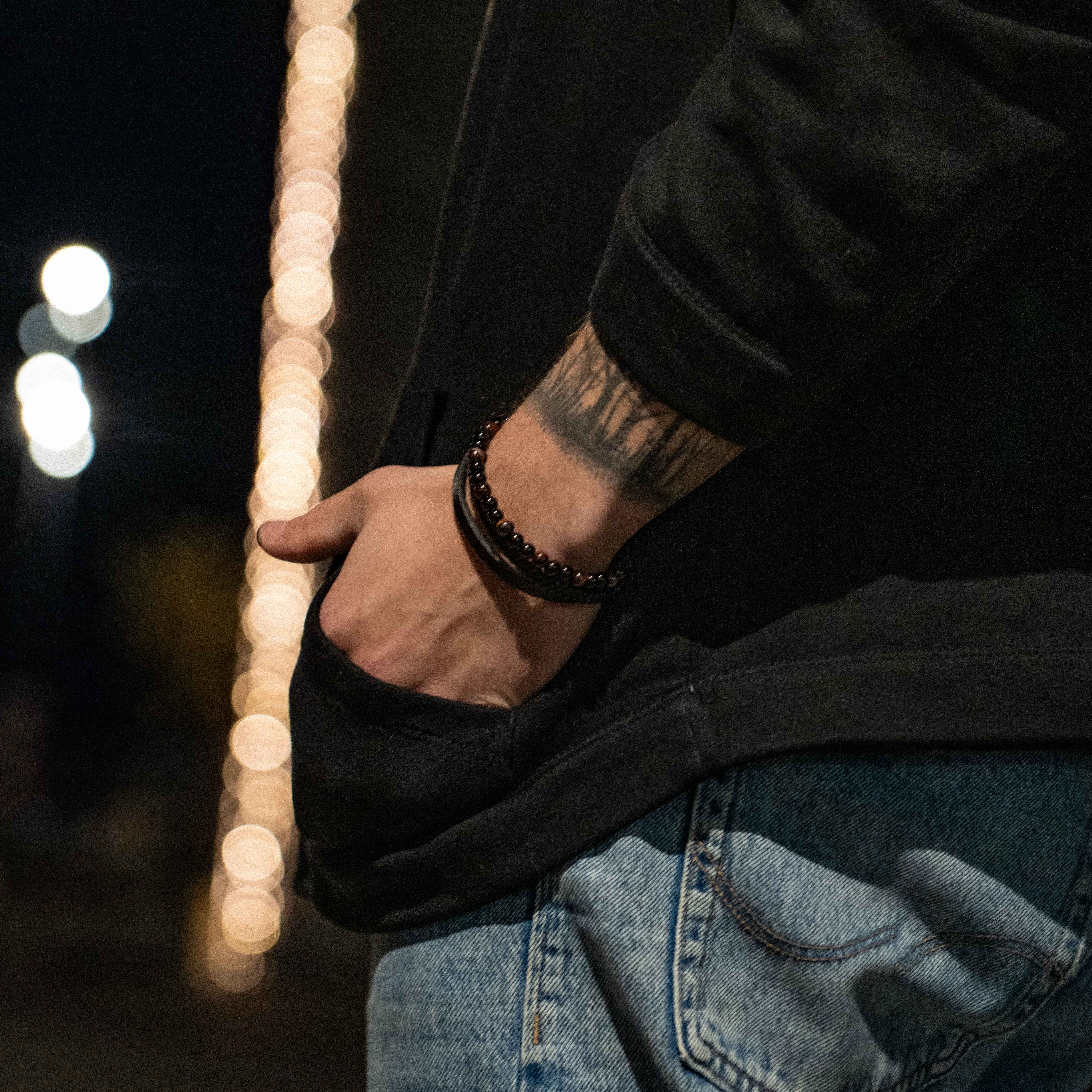 Jorgmundr Leather and Pearl Bracelet