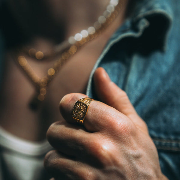 COMPASS SIGNATURE RING (GOLD)