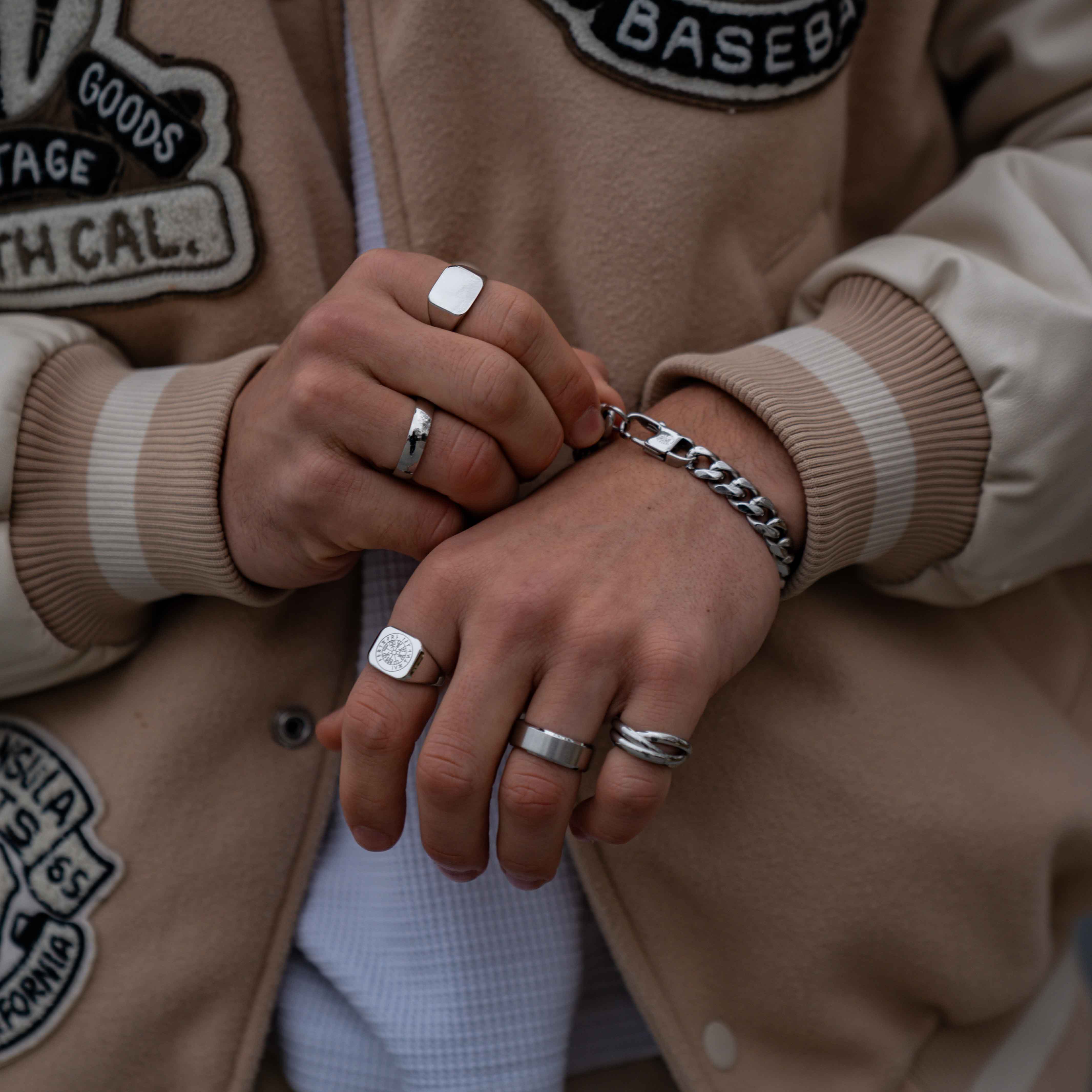 Siempre Vegvisir band - Silver-toned ring