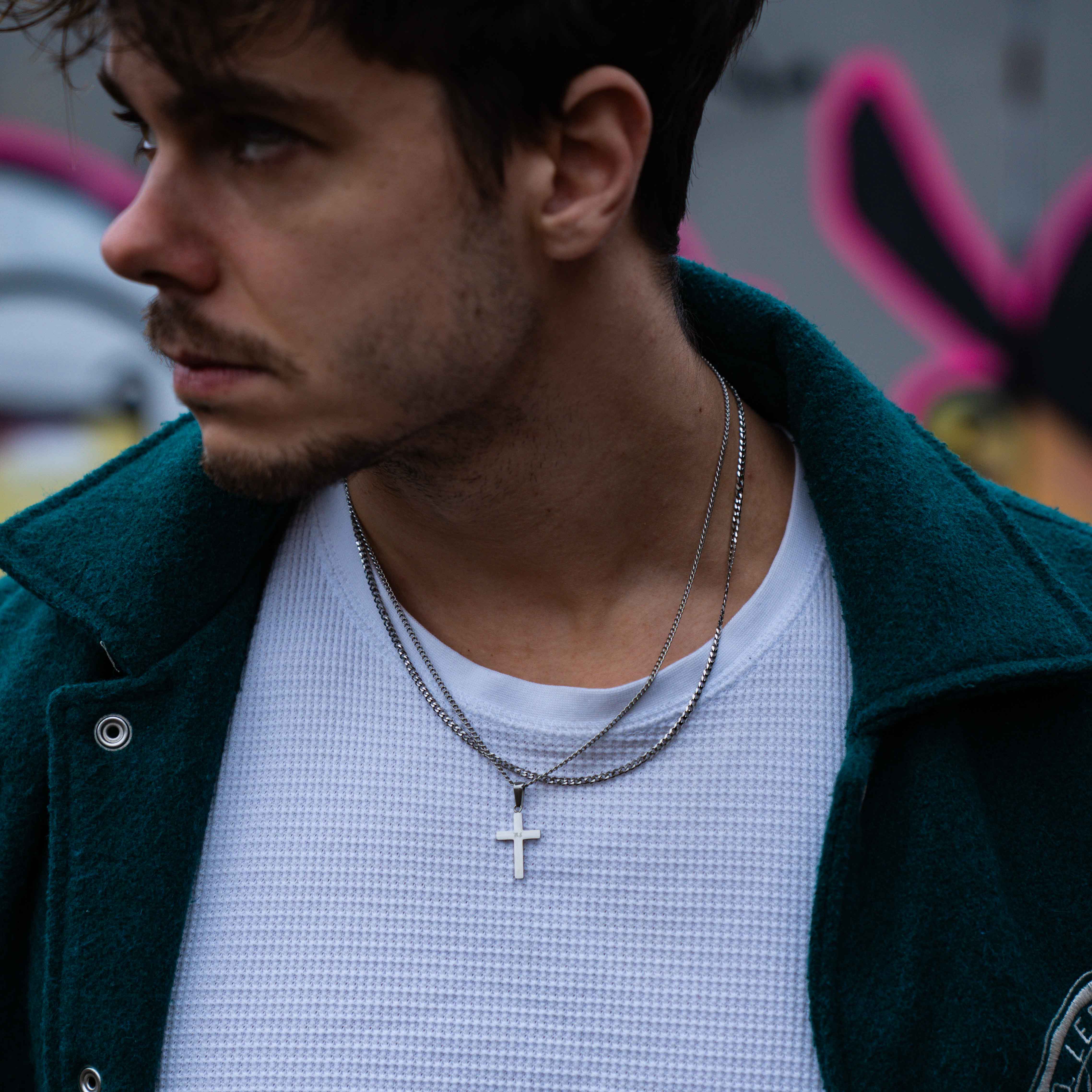 Cross chain - Silver-toned