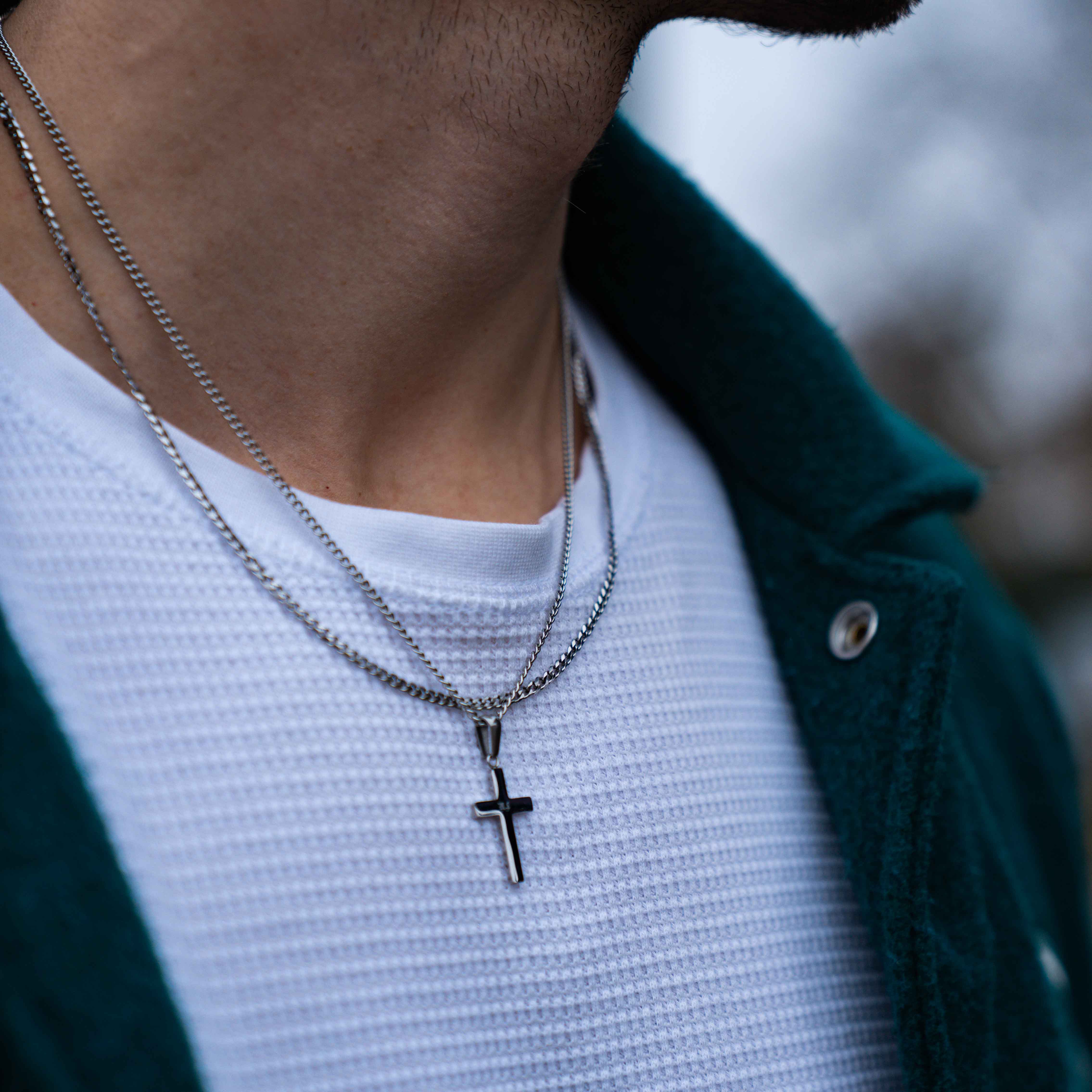 Cross chain - Silver-toned