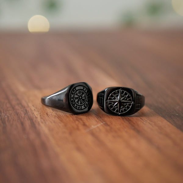 COMPASS SIGNATURE RING (BLACK)