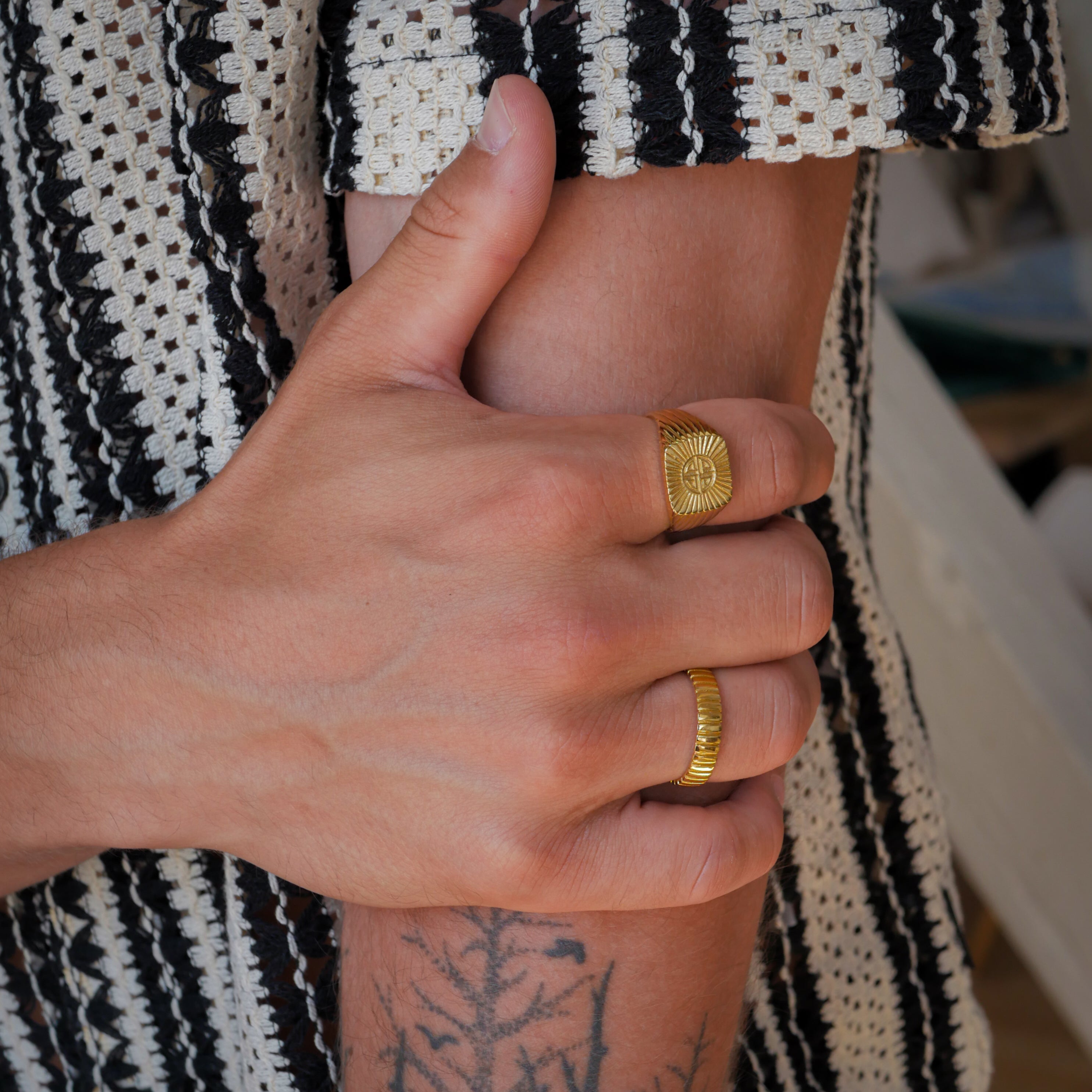 Knot + Cut Ring Bundle - Gold-toned