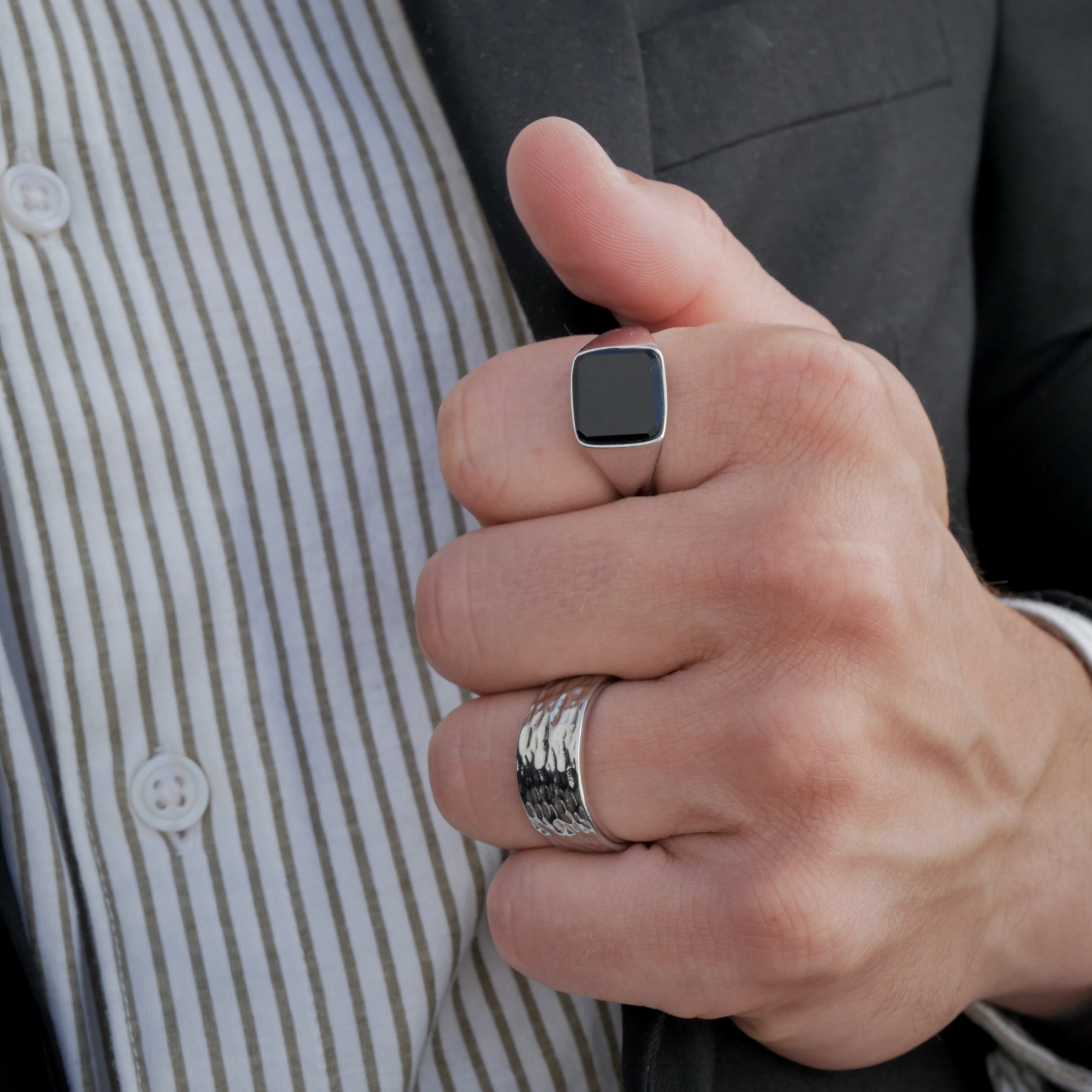 Black Onyx & Hammered Bundle - Silver-toned