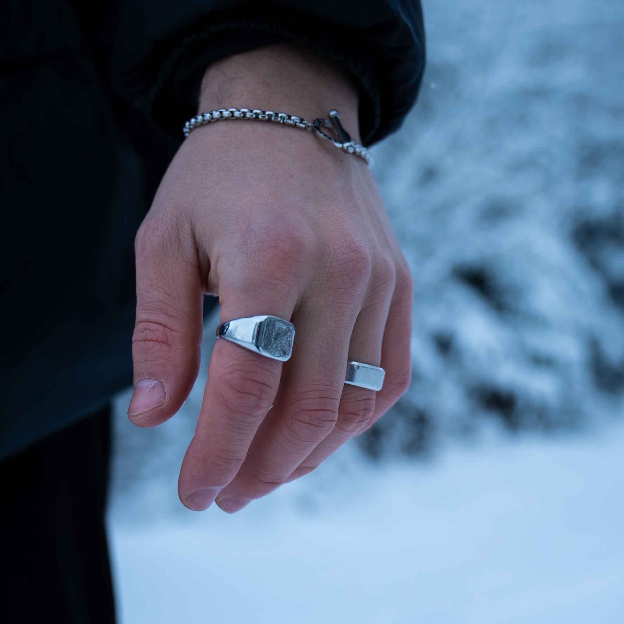 Siempre Vegvisir band - Silver-toned ring