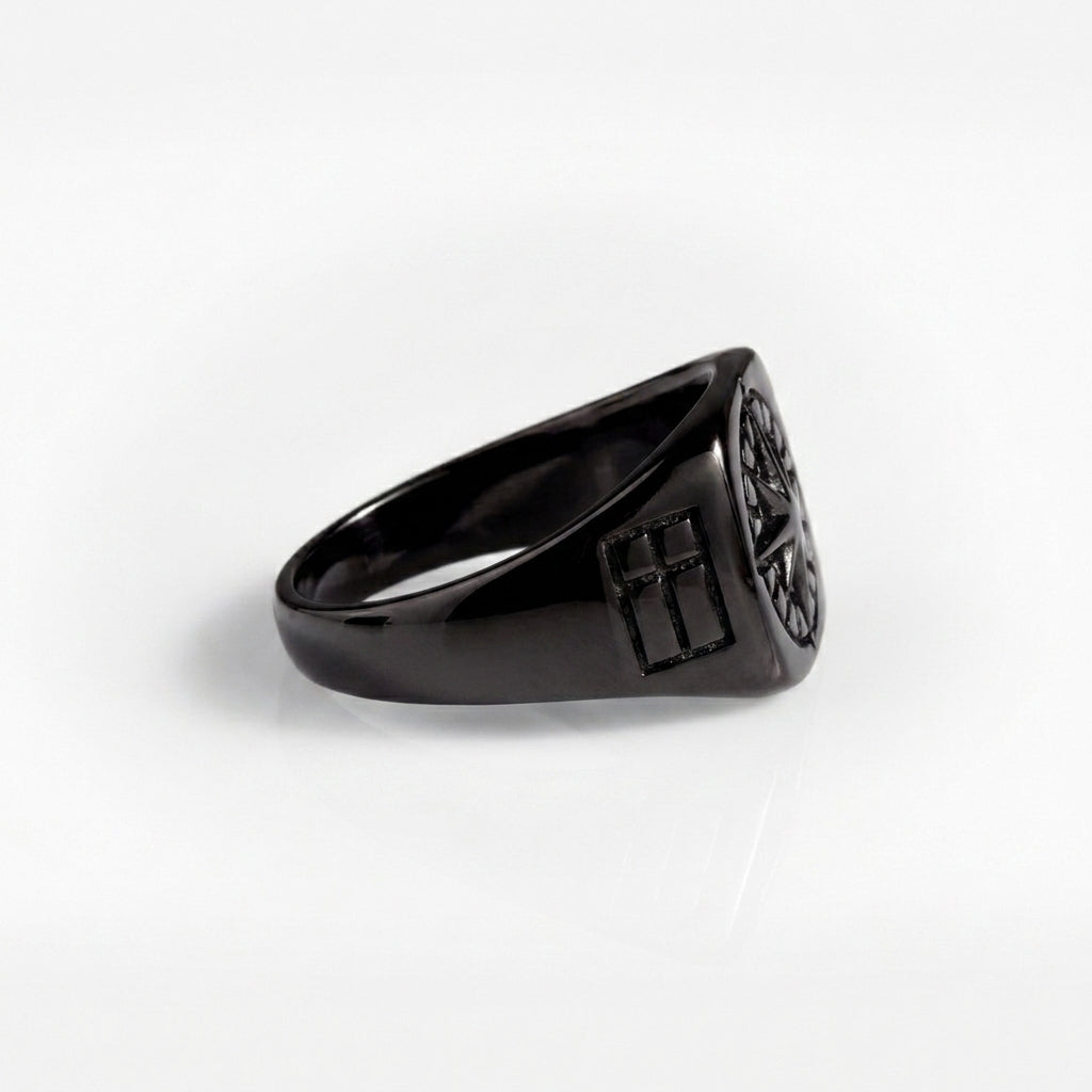 COMPASS SIGNATURE RING (BLACK)
