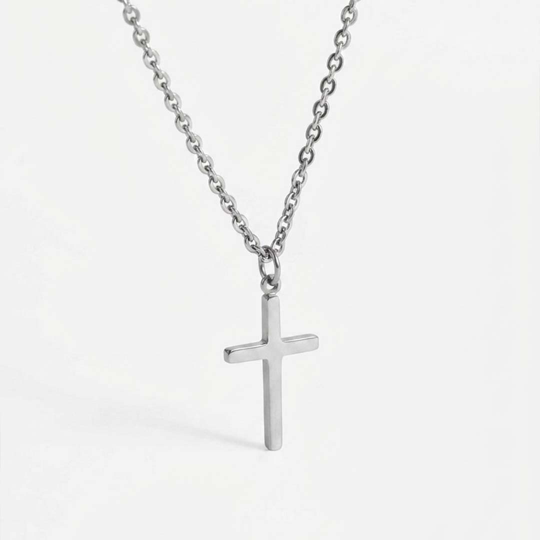 Small Cross Necklace - Silver-toned