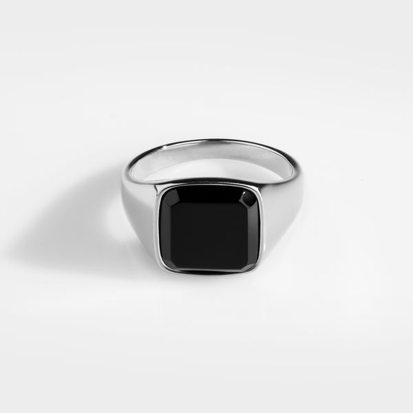 BLACK ONYX SIGNATURE RING (SILVER)