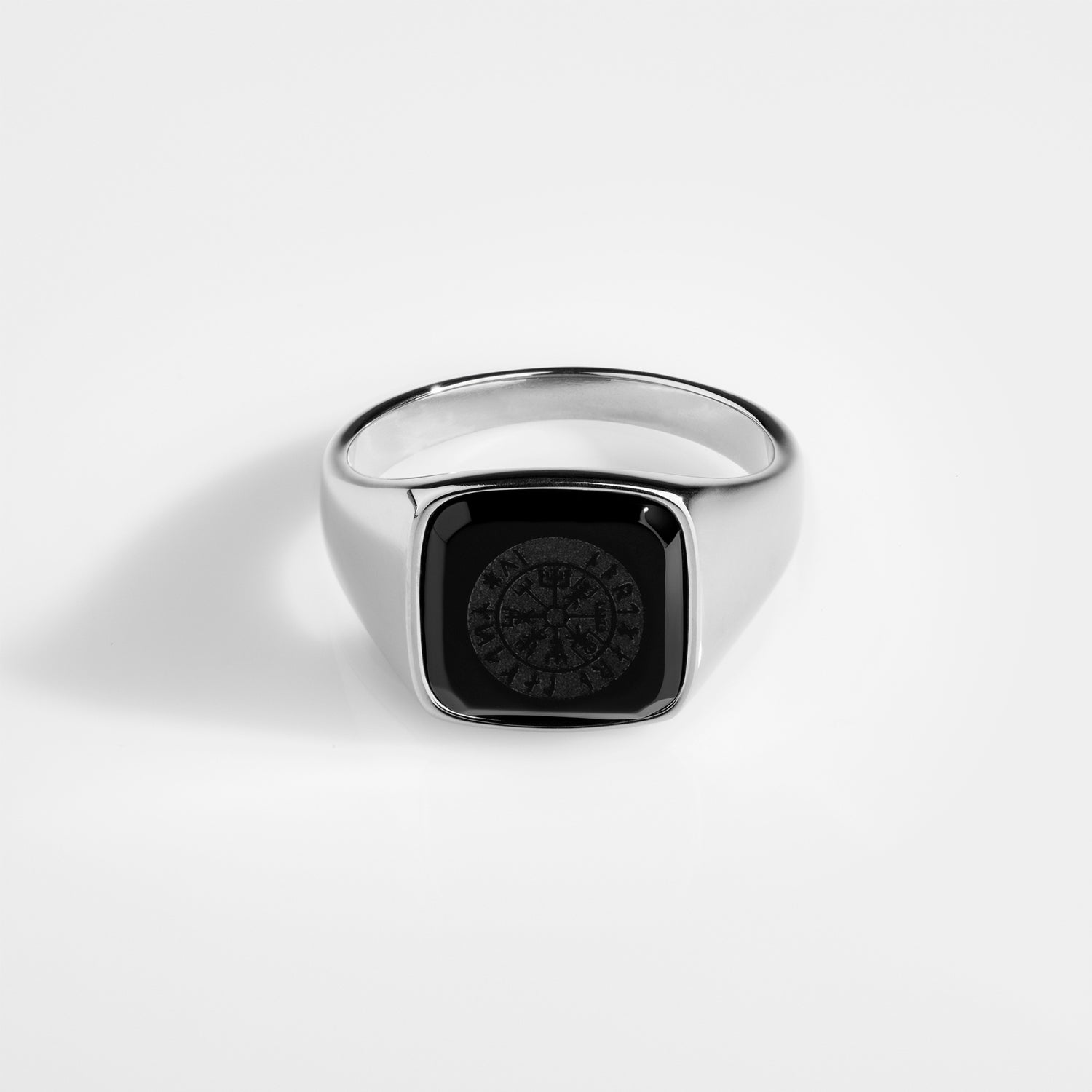 Black Onyx Vegvisir Signature - Silver-toned ring