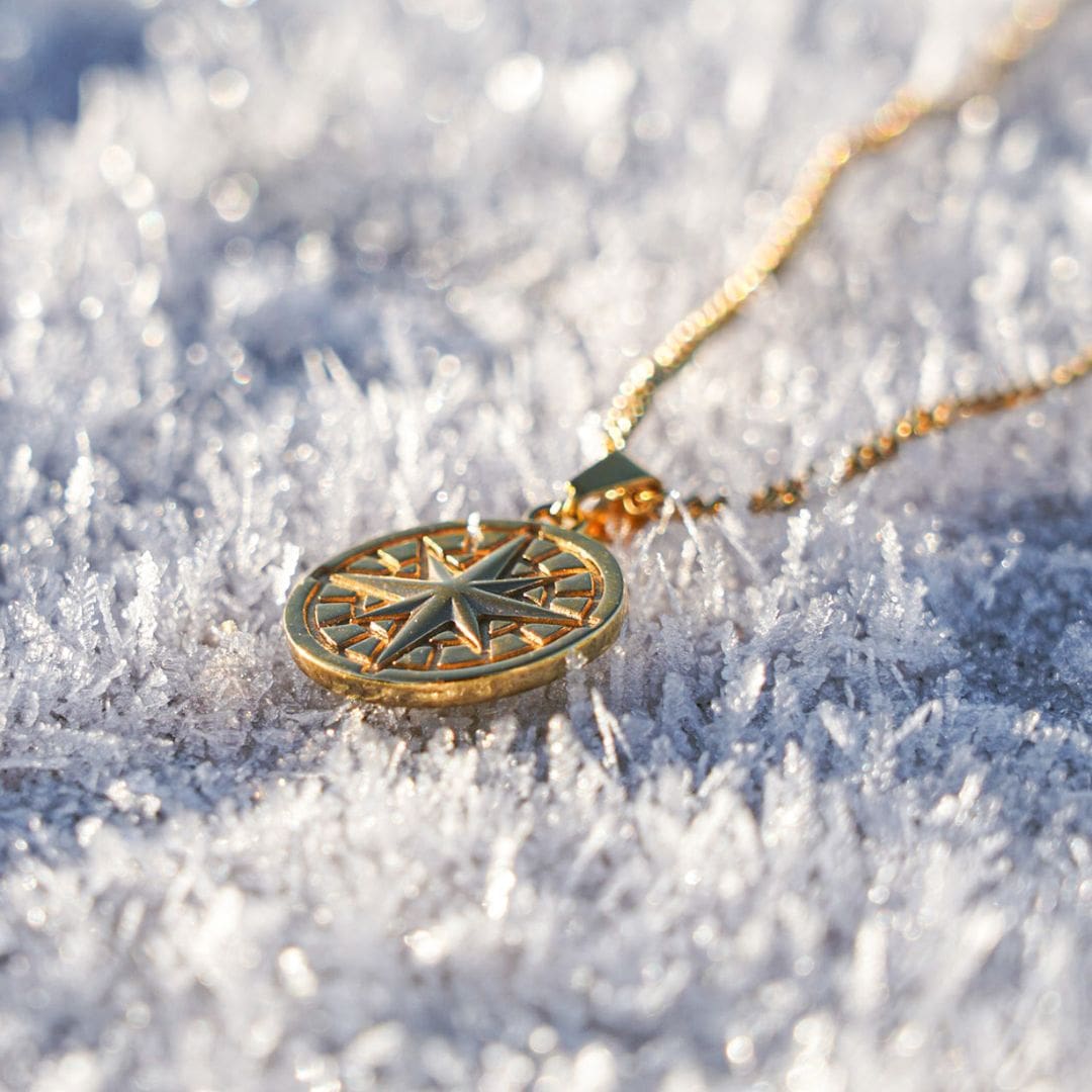 14K Yellow Gold Diamond Compass Necklace 001-150-01812 | Elgin's Fine  Jewelry | Baton Rouge, LA