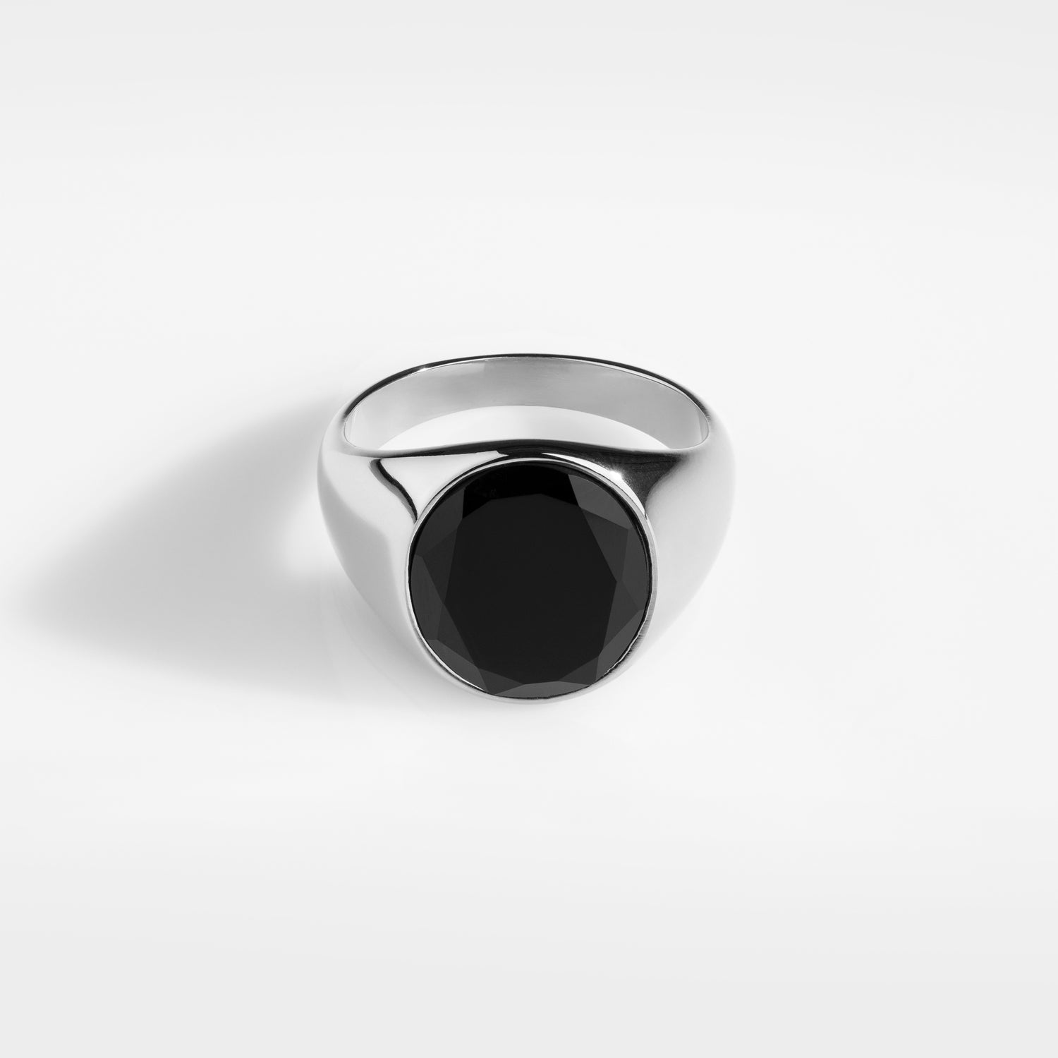 Oval Black Onyx Signature - Silver-toned ring